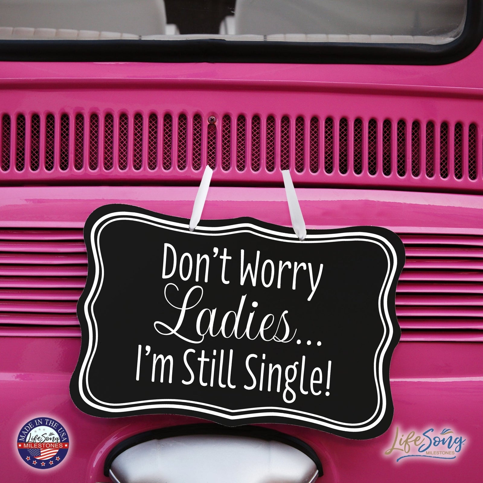 Funny Modern Wooden Ribbon Wall Sign For Ladies 8x12 - Don’t Worry Ladies (Border) - LifeSong Milestones