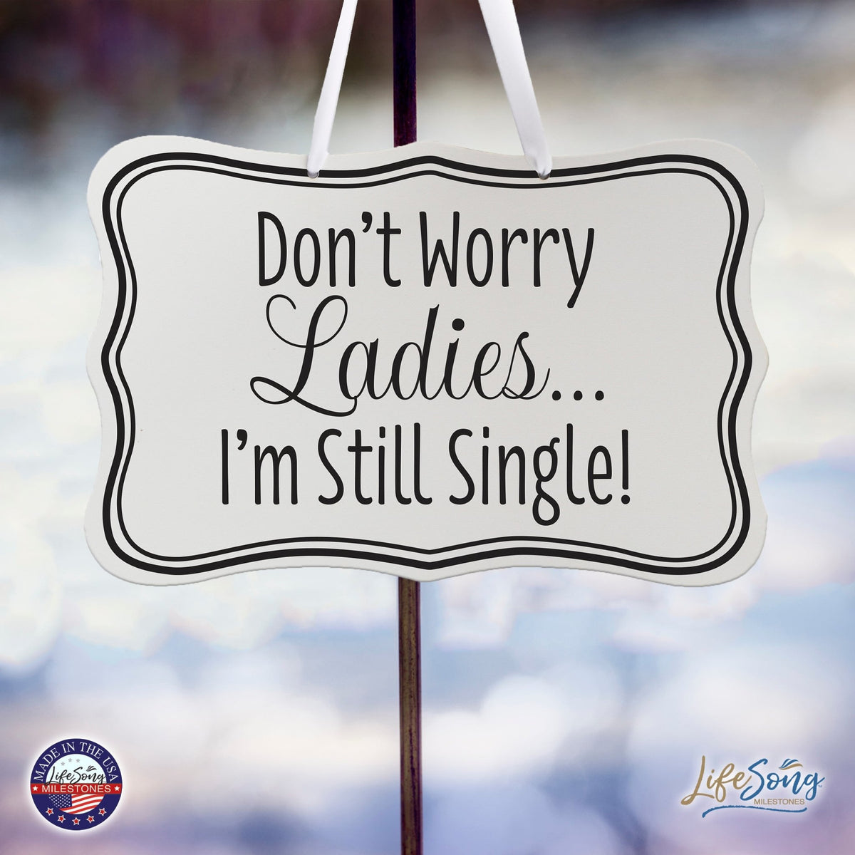 Funny Modern Wooden Ribbon Wall Sign For Ladies 8x12 - Don’t Worry Ladies (Border) - LifeSong Milestones