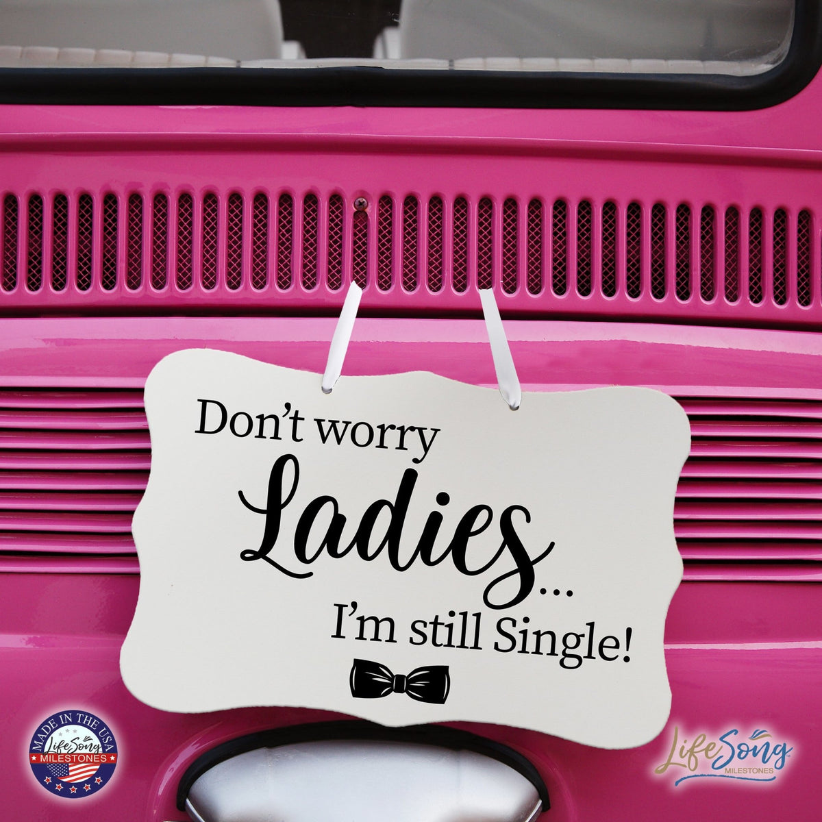 Funny Modern Wooden Ribbon Wall Sign For Ladies 8x12 - Don’t Worry Ladies (Ribbon) - LifeSong Milestones