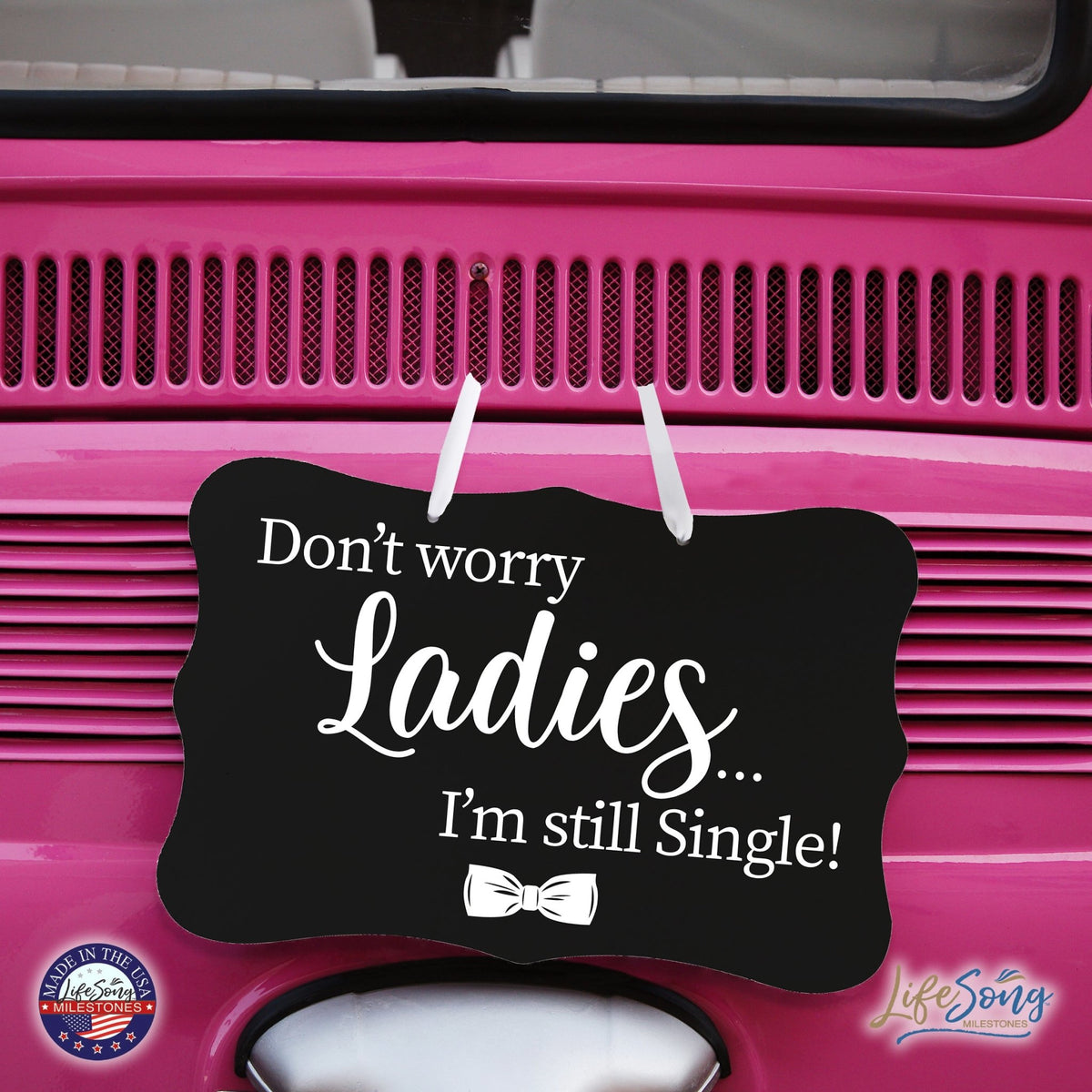 Funny Modern Wooden Ribbon Wall Sign For Ladies 8x12 - Don’t Worry Ladies (Ribbon) - LifeSong Milestones