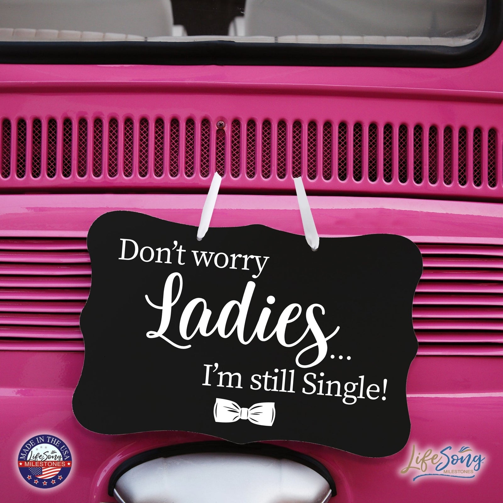 Funny Modern Wooden Ribbon Wall Sign For Ladies 8x12 - Don’t Worry Ladies (Ribbon) - LifeSong Milestones
