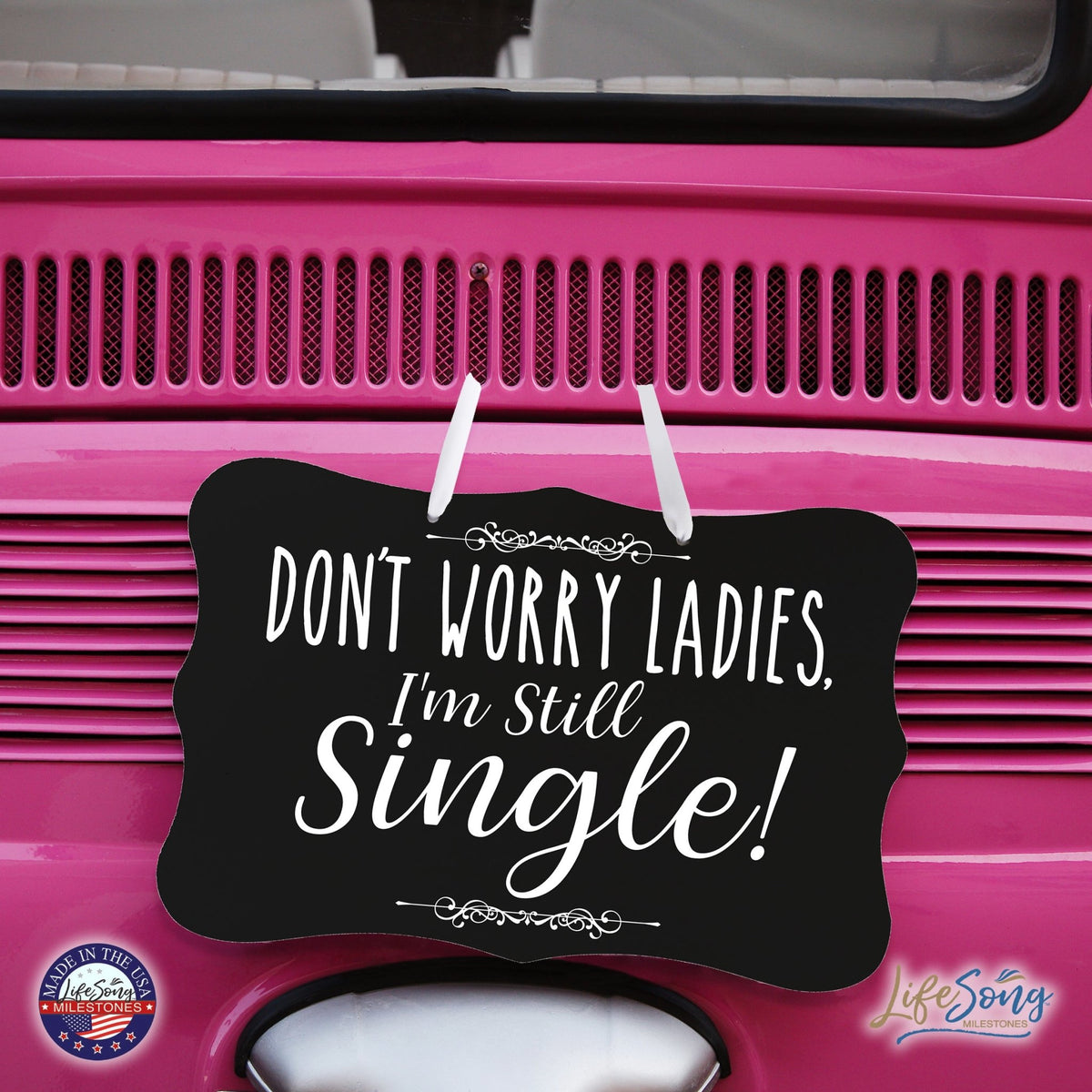 Funny Modern Wooden Ribbon Wall Sign For Ladies 8x12 - Don’t Worry Ladies (Script) - LifeSong Milestones
