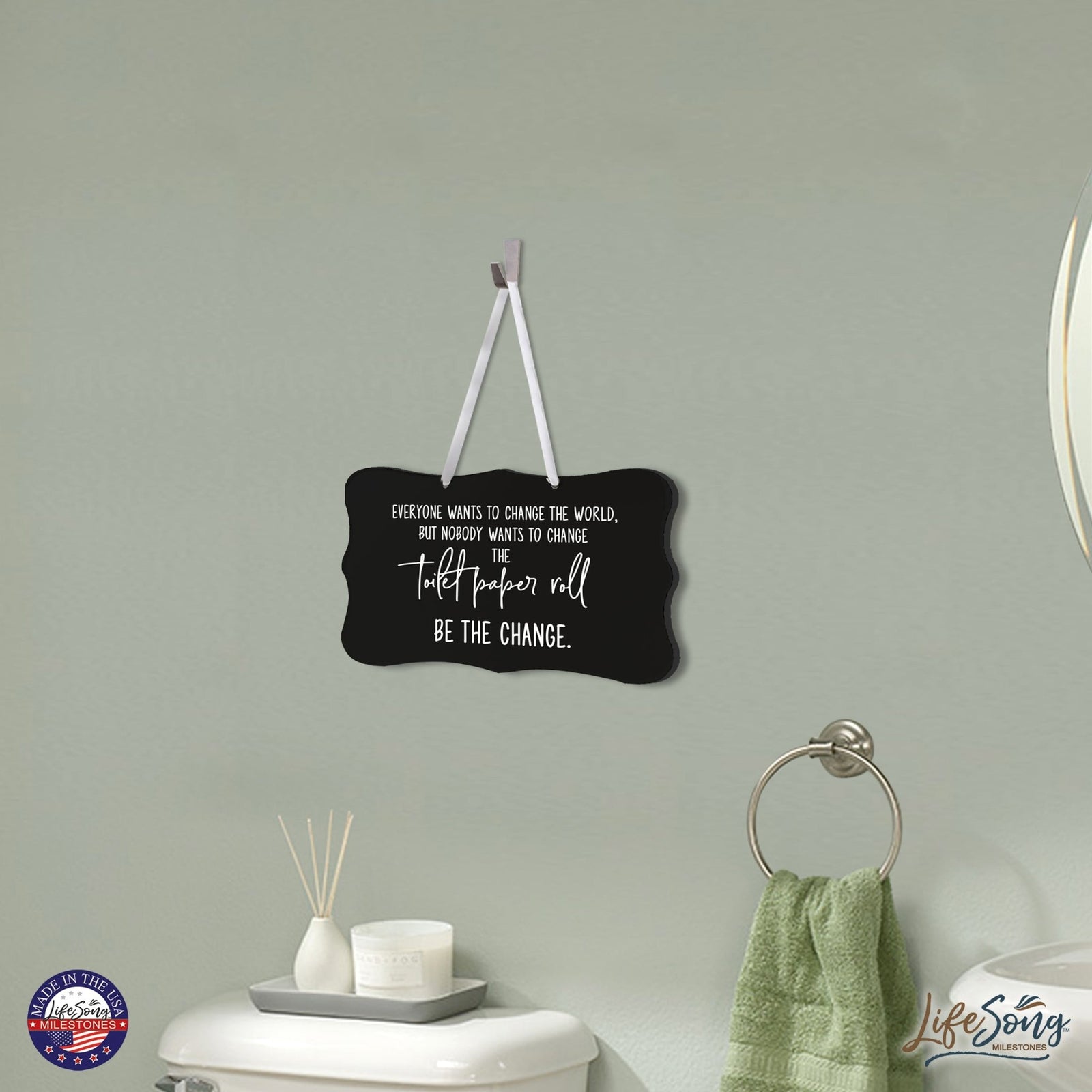 Funny Wooden Ribbon Sign Wall Decor 8” x 12” (Toilet Paper Roll) - LifeSong Milestones