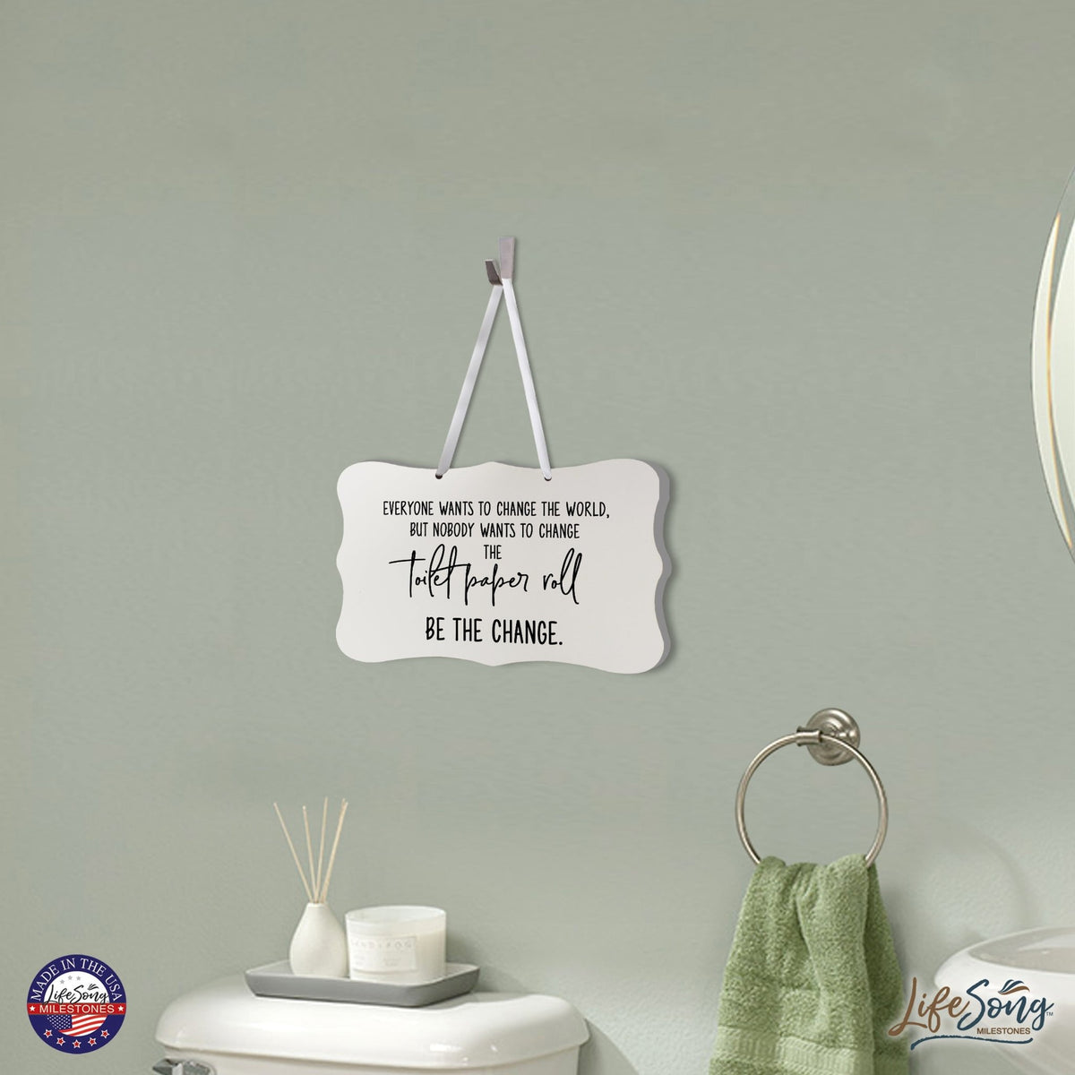 Funny Wooden Ribbon Sign Wall Decor 8” x 12” (Toilet Paper Roll) - LifeSong Milestones