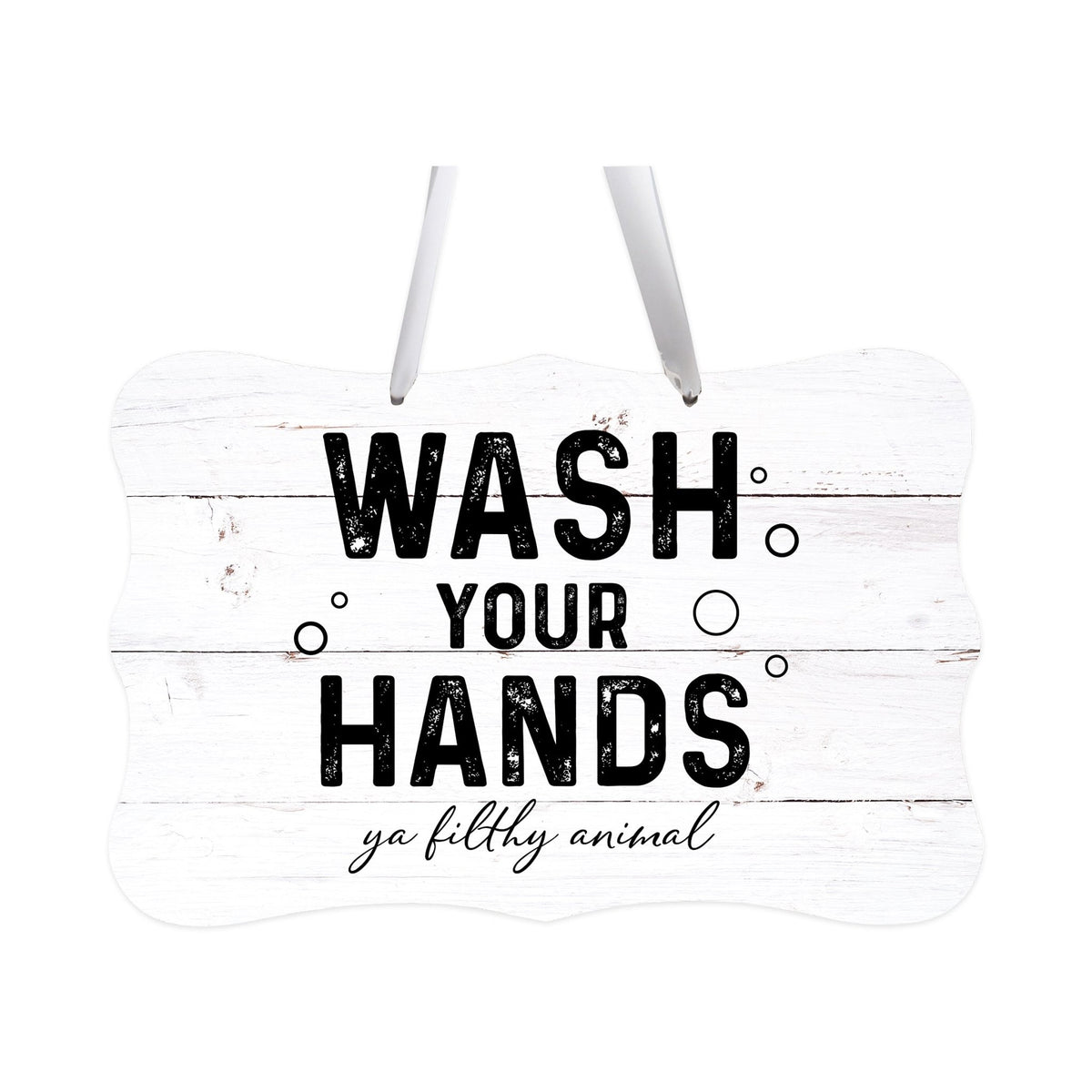 Funny Wooden Ribbon Sign Wall Decor 8” x 12” (Wash Your Hands Filthy) - LifeSong Milestones