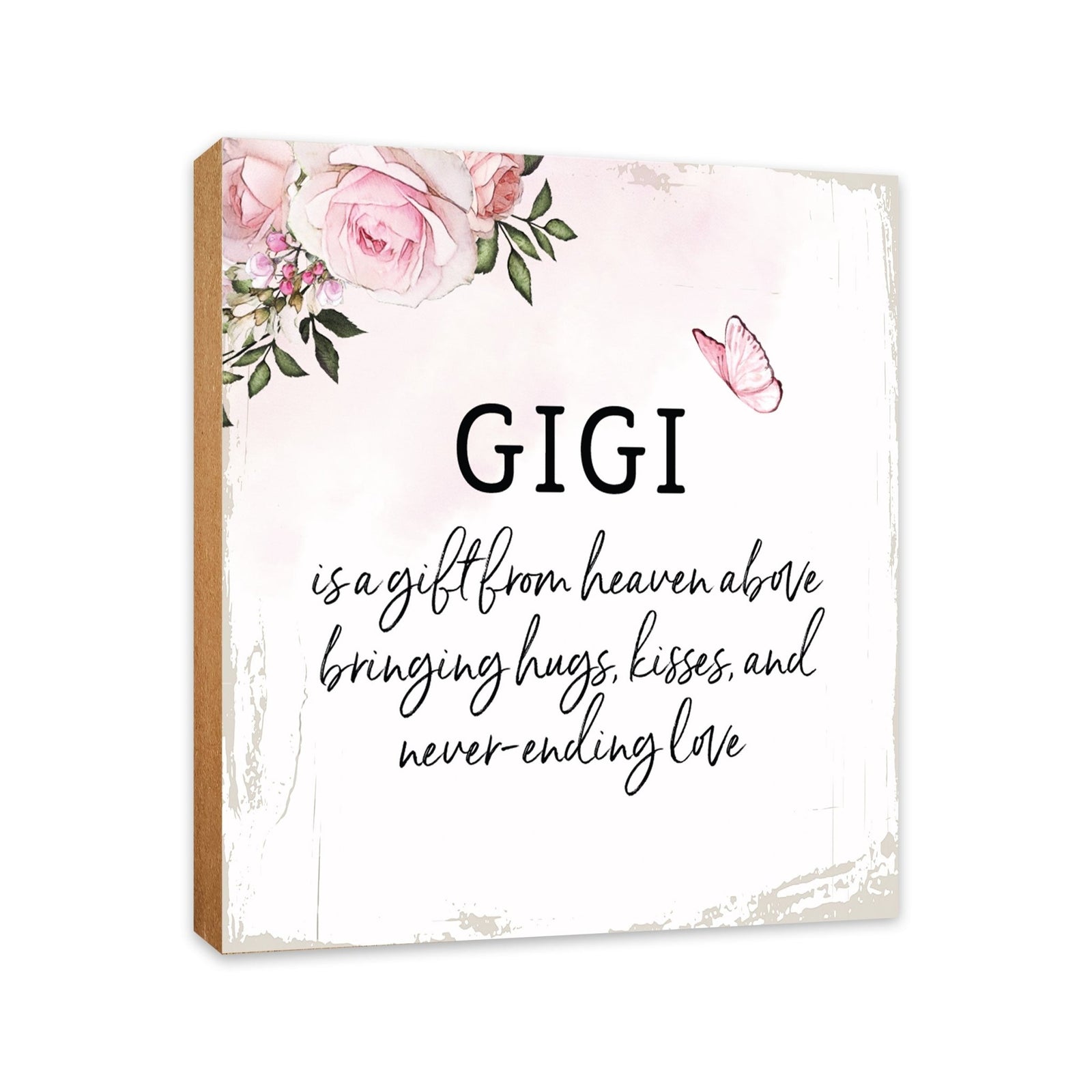 Gigi Is A Gift Floral 6x6 Inches Wood Family Art Sign Tabletop and Shelving For Home Décor - LifeSong Milestones