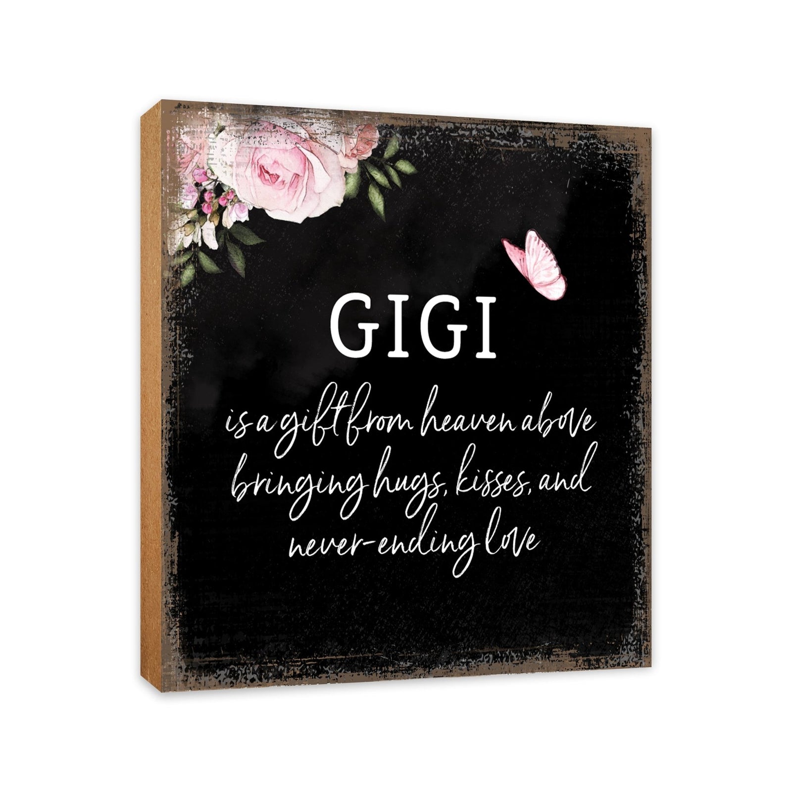 Gigi Is A Gift Floral 6x6 Inches Wood Family Art Sign Tabletop and Shelving For Home Décor - LifeSong Milestones