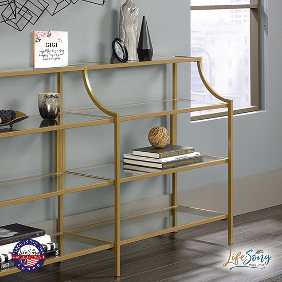 Gigi Is A Gift Floral 6x6 Inches Wood Family Art Sign Tabletop and Shelving For Home Décor - LifeSong Milestones