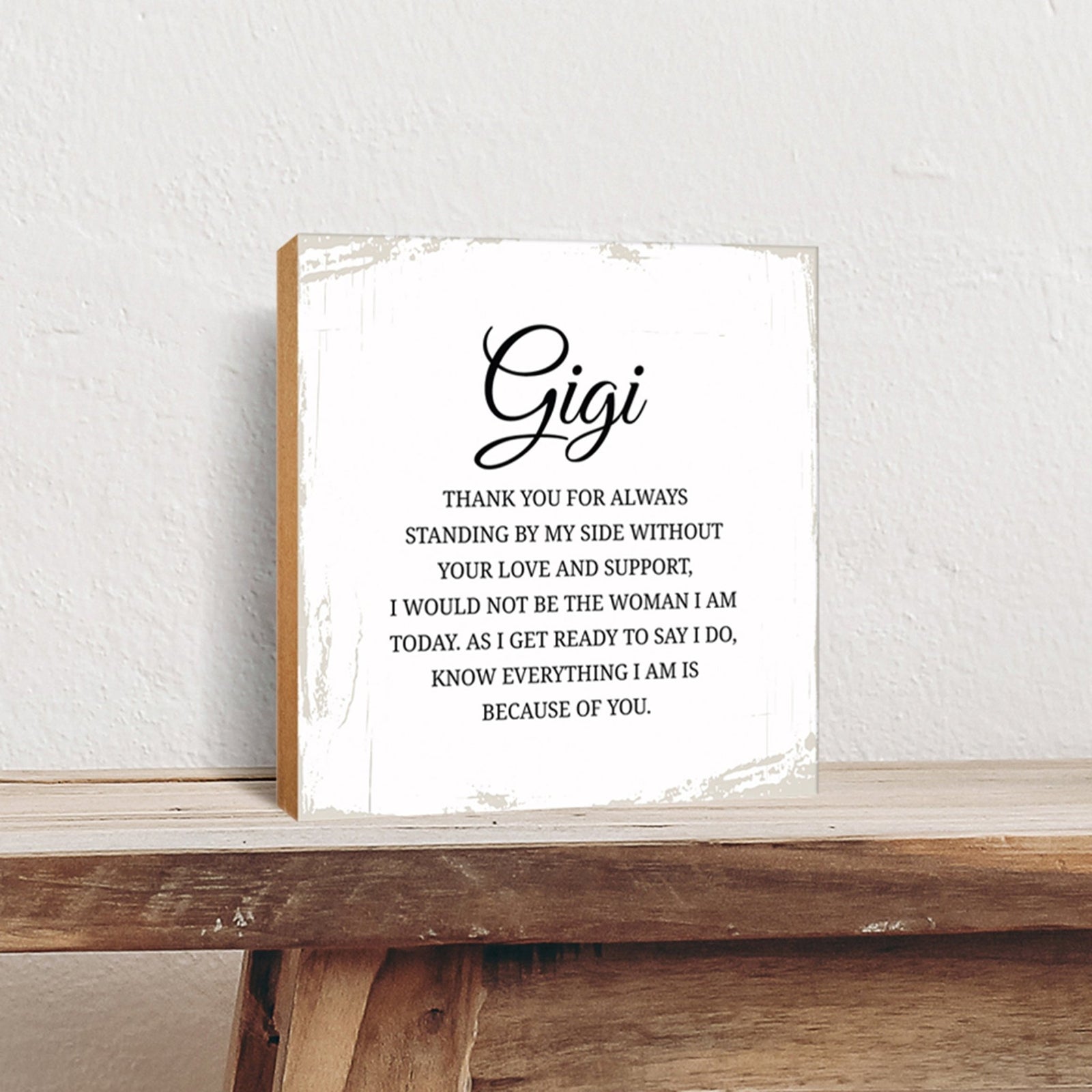Gigi Thank You Floral 6x6 Inches Wood Family Art Sign Tabletop and Shelving For Home Décor - LifeSong Milestones