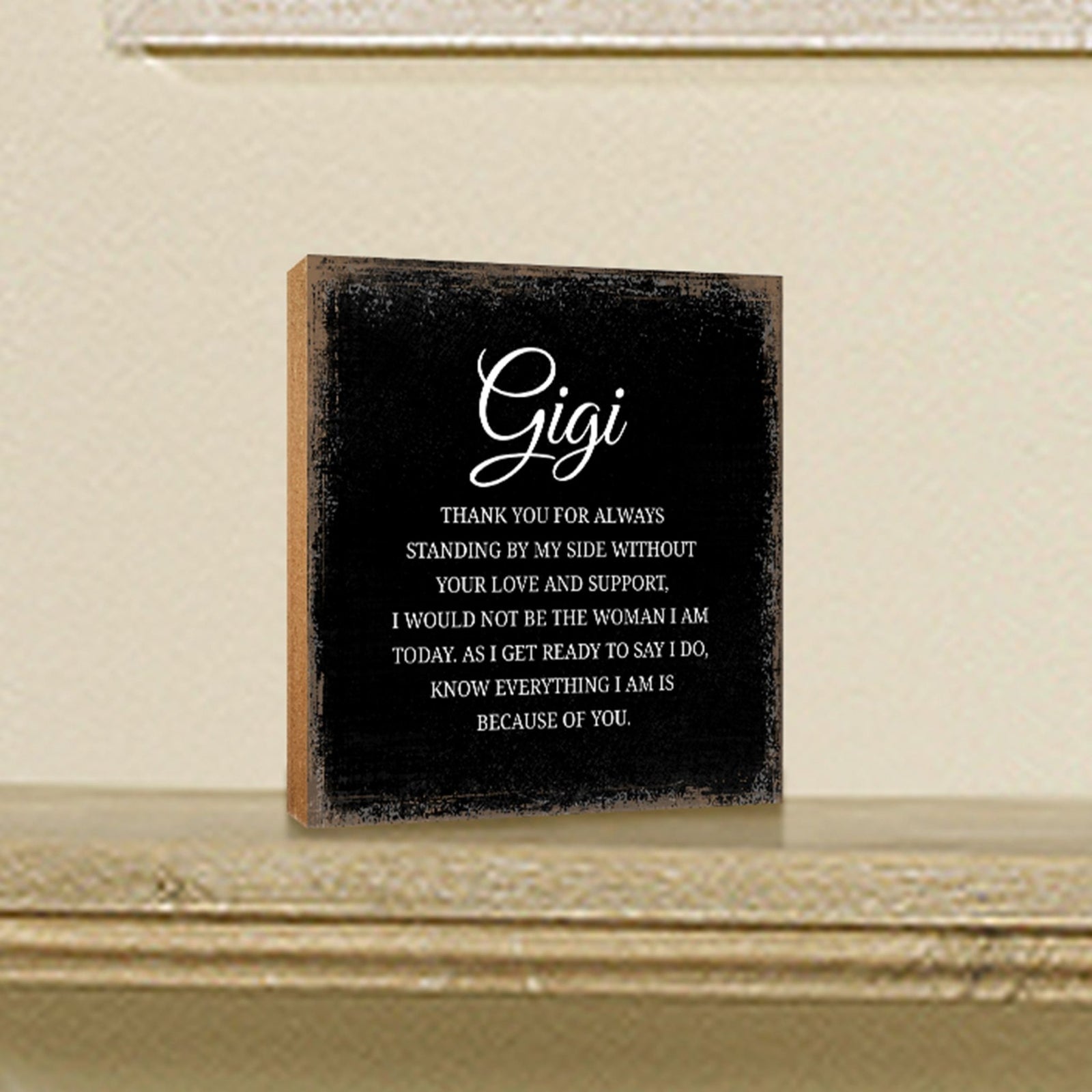 Gigi Thank You Floral 6x6 Inches Wood Family Art Sign Tabletop and Shelving For Home Décor - LifeSong Milestones