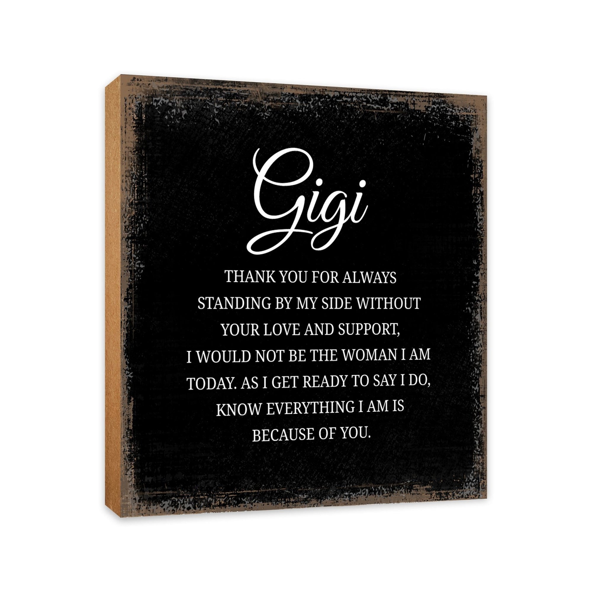 Gigi Thank You Floral 6x6 Inches Wood Family Art Sign Tabletop and Shelving For Home Décor - LifeSong Milestones