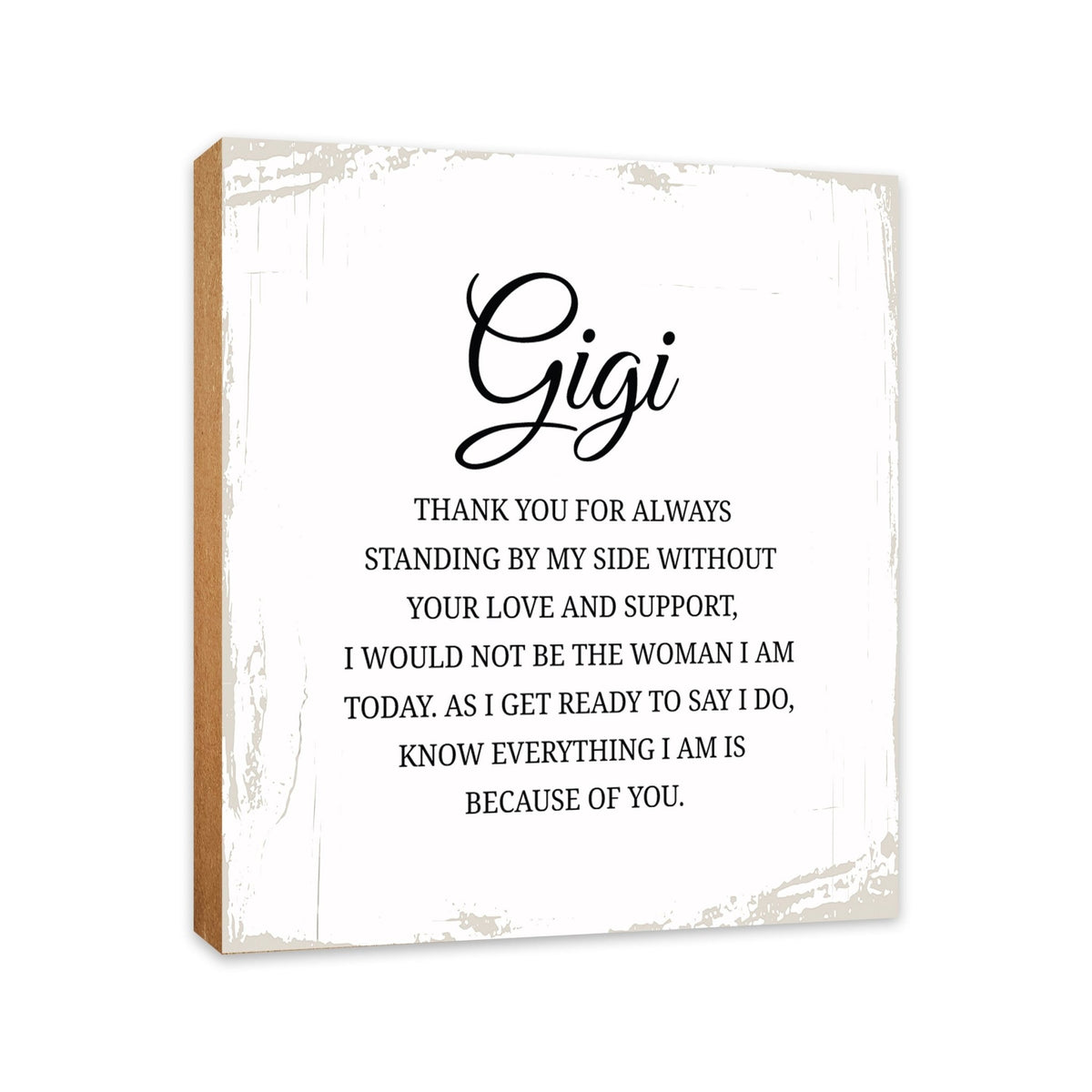 Gigi Thank You Floral 6x6 Inches Wood Family Art Sign Tabletop and Shelving For Home Décor - LifeSong Milestones
