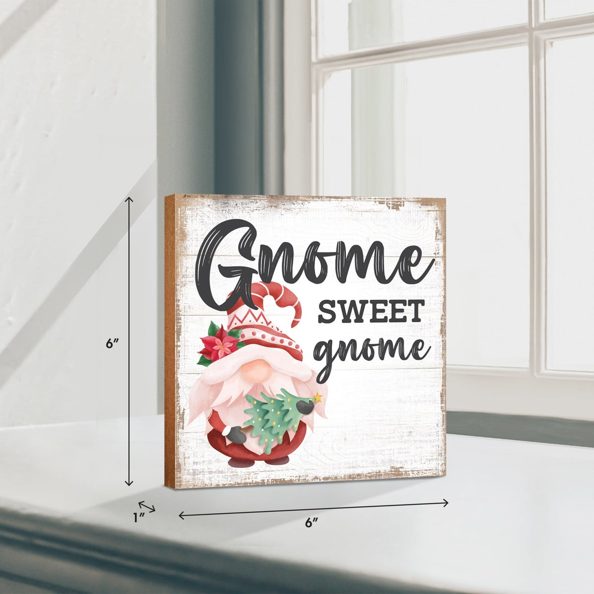Gnome Sweet Gnome | Wooden Christmas Sign 6x6 - LifeSong Milestones