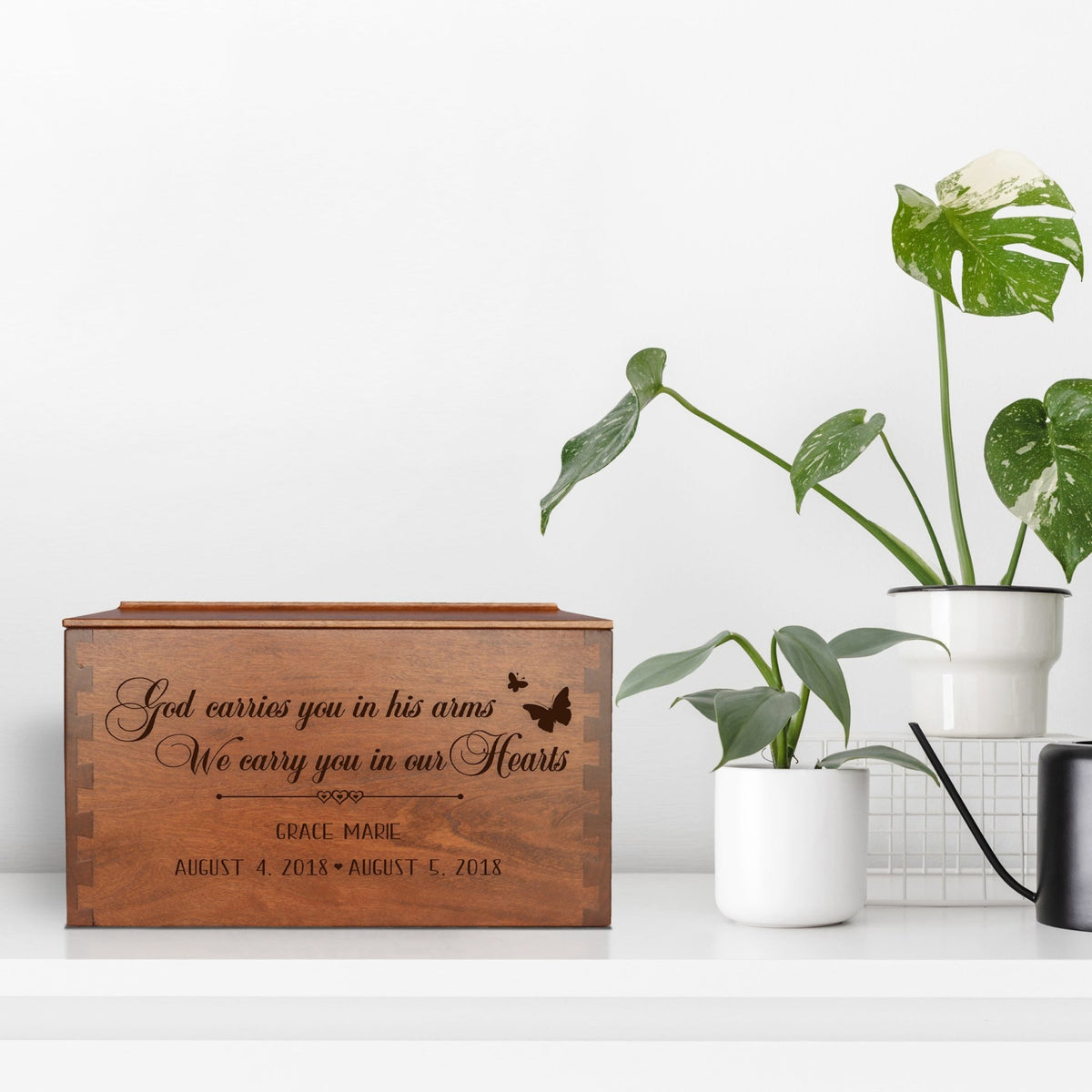God Carries You Personalized Memorial Decorative Dovetail Cremation Urn For Human Ashes Funeral and Condolence Keepsake - LifeSong Milestones