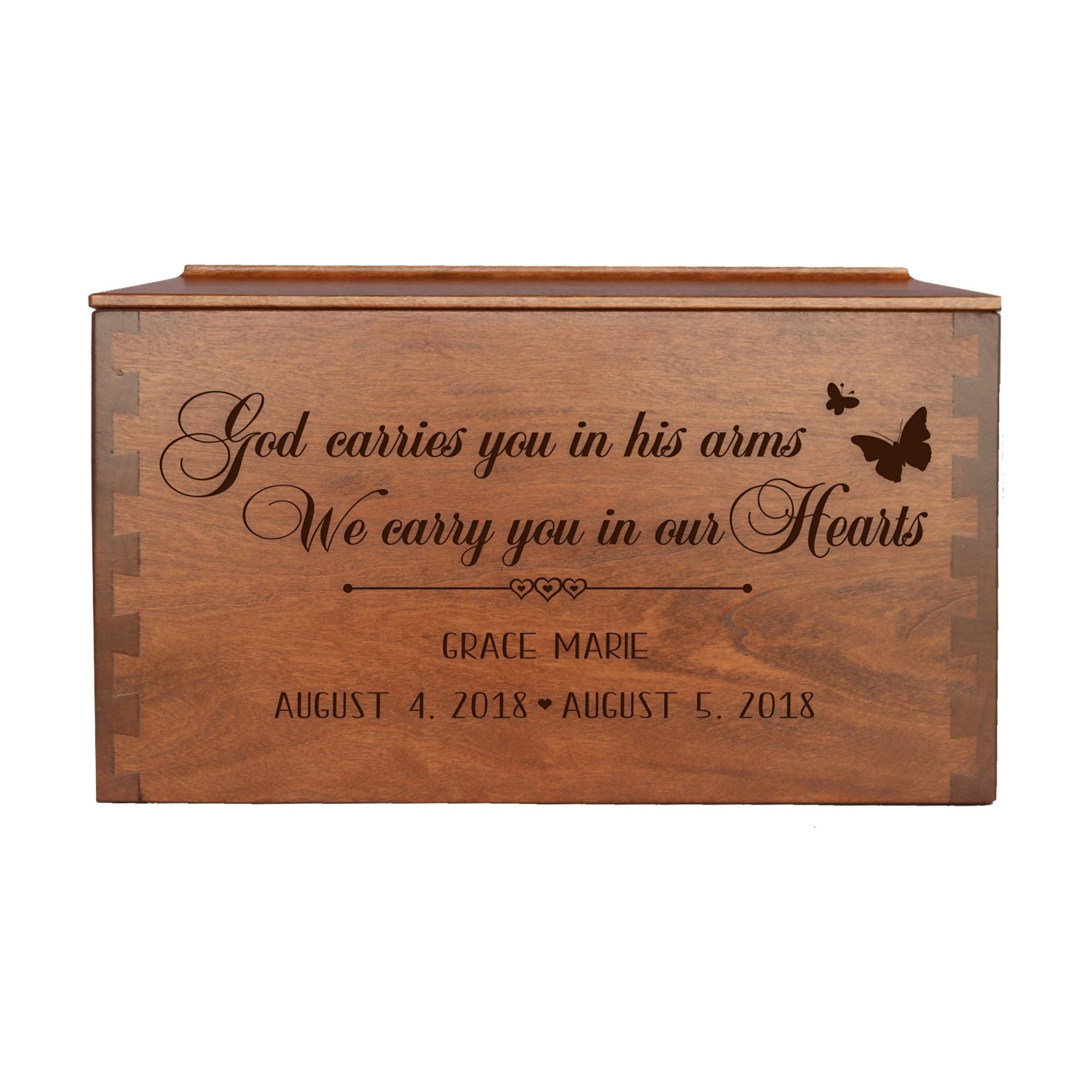 God Carries You Personalized Memorial Decorative Dovetail Cremation Urn For Human Ashes Funeral and Condolence Keepsake - LifeSong Milestones