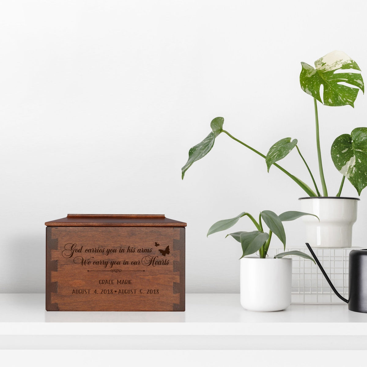 God Carries You Personalized Memorial Decorative Dovetail Cremation Urn For Human Ashes Funeral and Condolence Keepsake - LifeSong Milestones