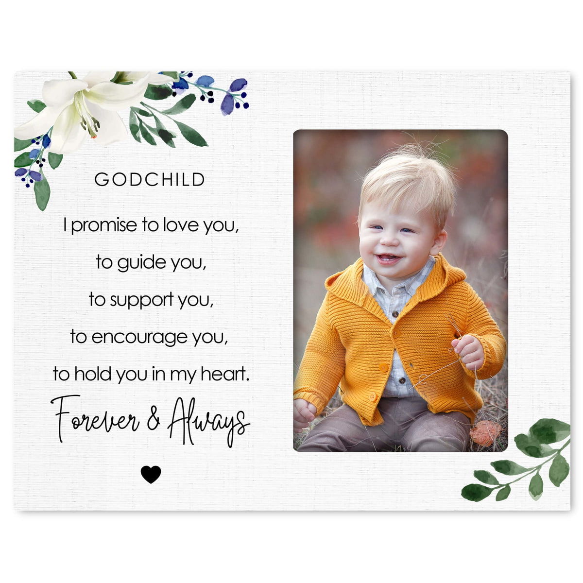 Godchild Wooden Picture Frame - I Promise To Love You - LifeSong Milestones