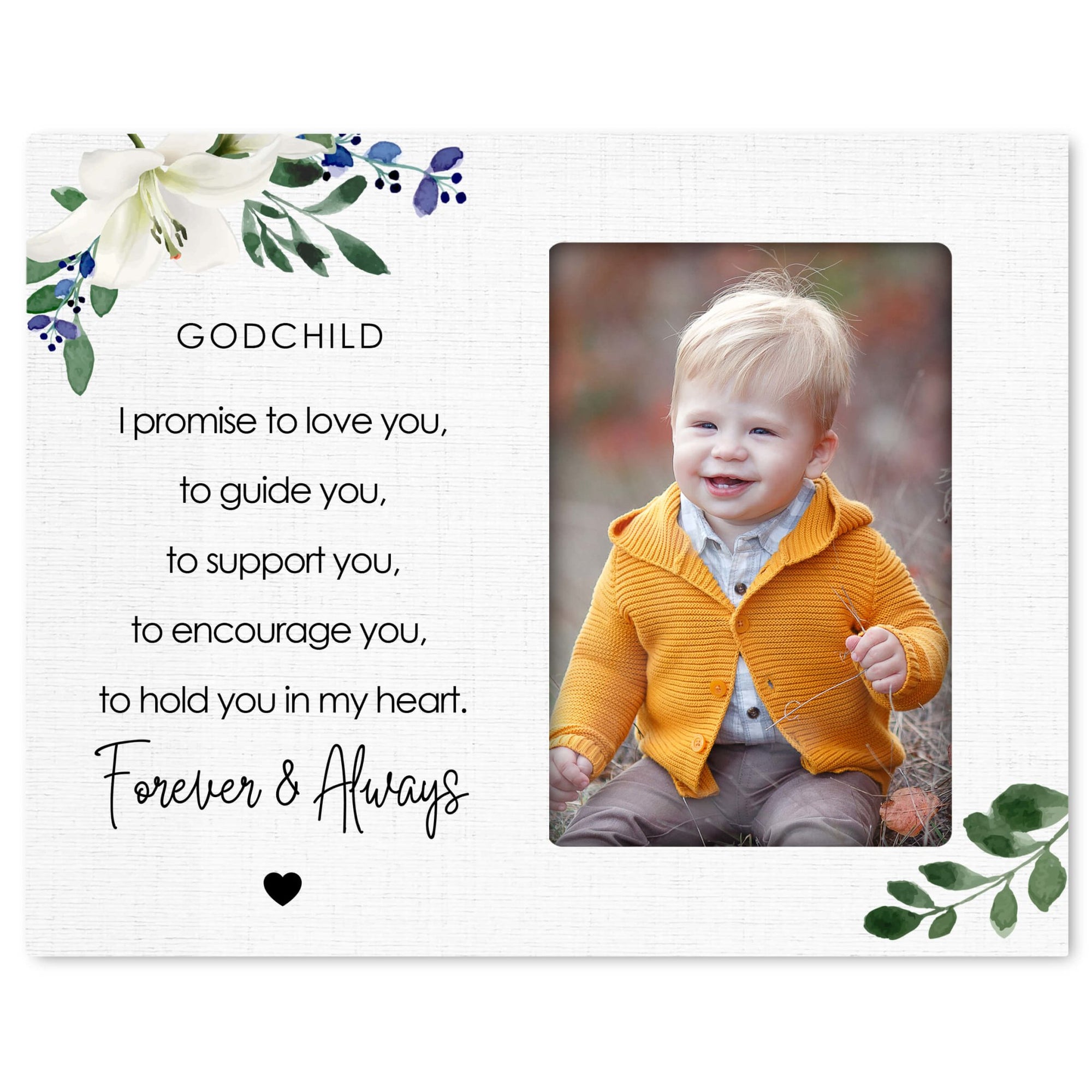 Godchild Wooden Picture Frame - I Promise To Love You - LifeSong Milestones