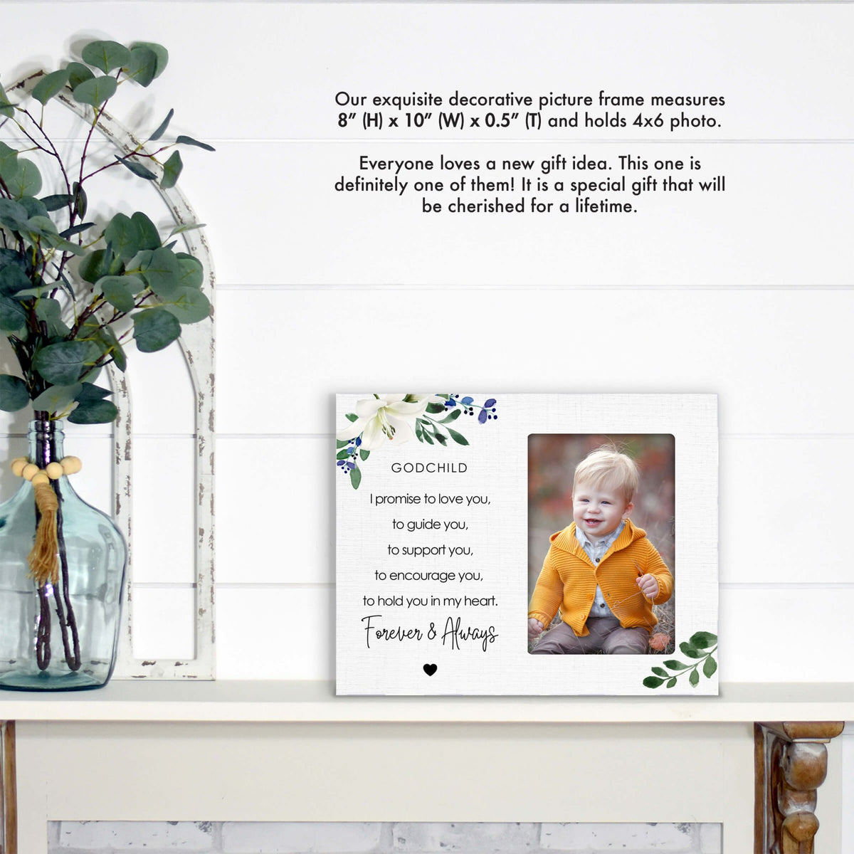 Godchild Wooden Picture Frame - I Promise To Love You - LifeSong Milestones