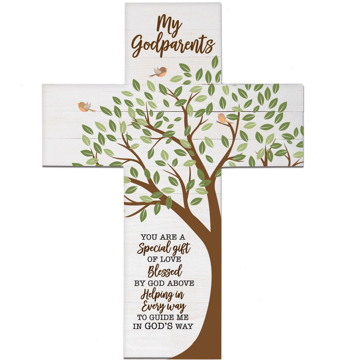 Godparents Baptism Pallet Wall Cross - LifeSong Milestones