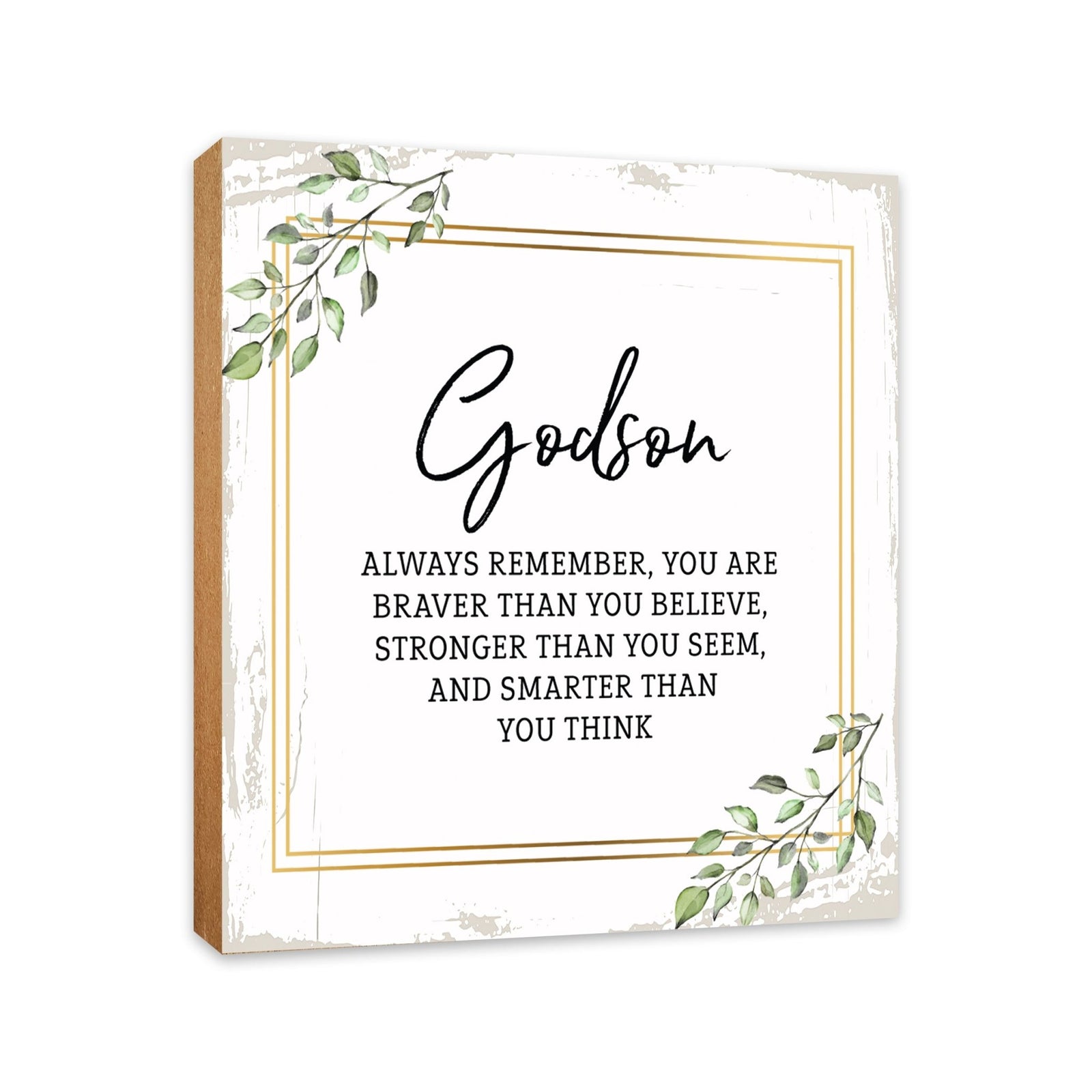 Godson Always Remember Floral 6x6 Inches Wood Family Art Sign Tabletop and Shelving For Home Décor - LifeSong Milestones