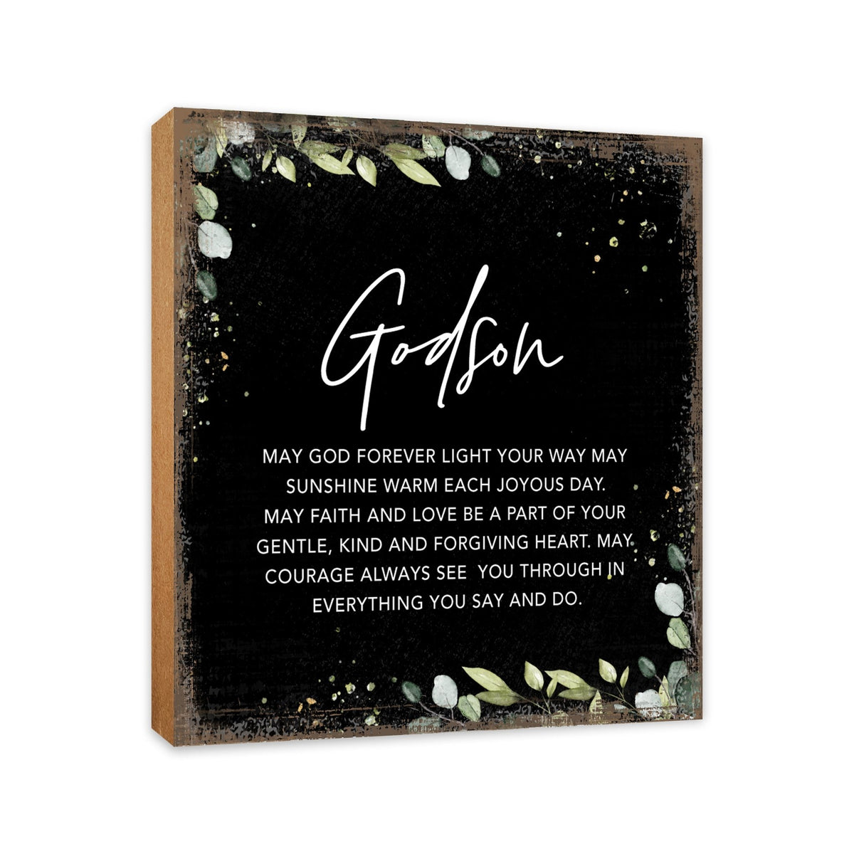 Godson May God Forever Floral 6x6 Inches Wood Family Art Sign Tabletop and Shelving For Home Décor - LifeSong Milestones