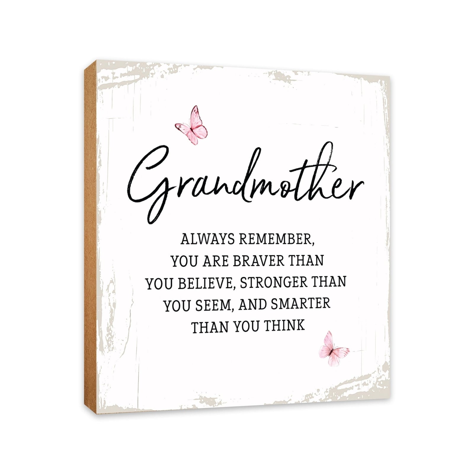 Grandmother Always Remember Floral 6x6 Inches Wood Family Art Sign Tabletop and Shelving For Home Décor - LifeSong Milestones