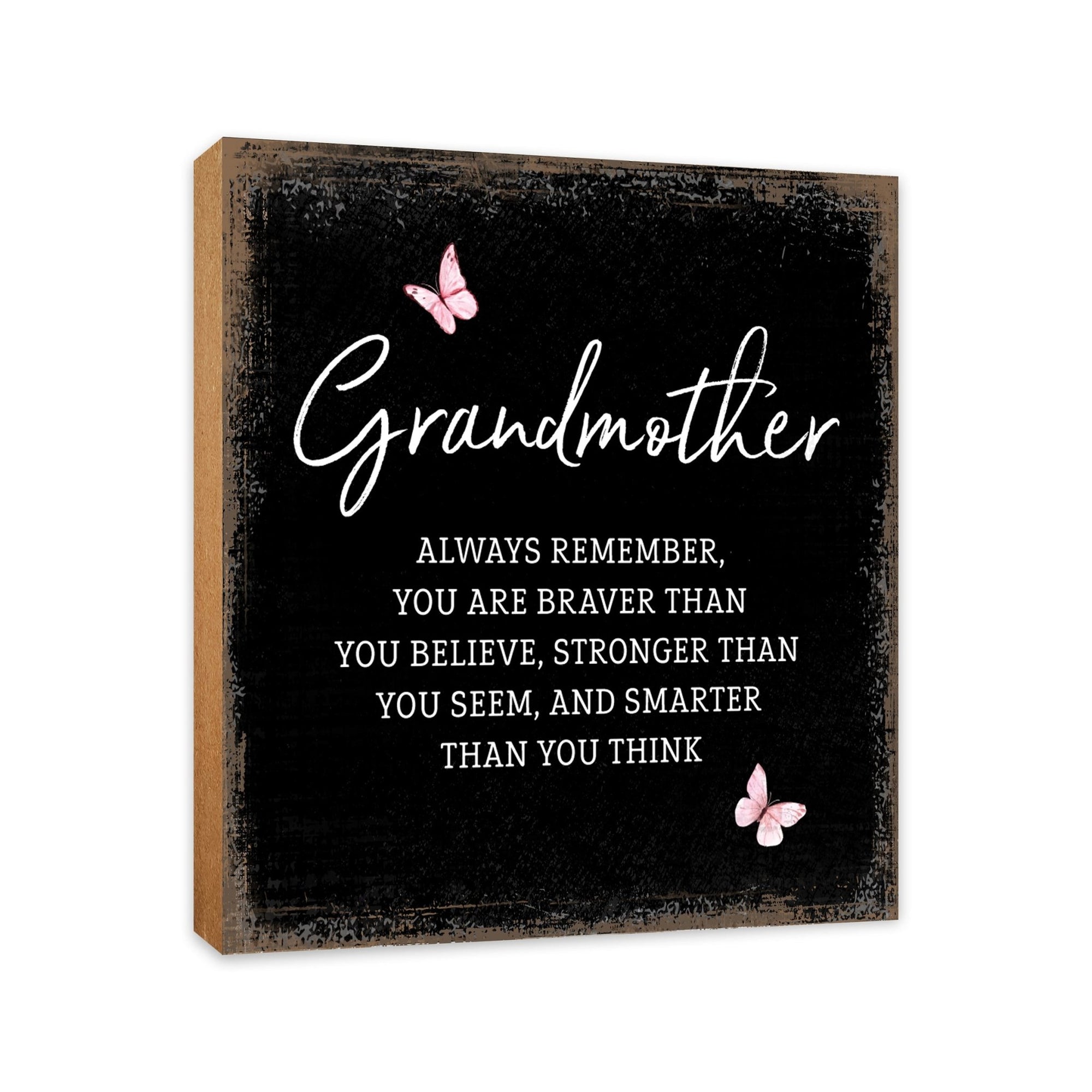 Grandmother Always Remember Floral 6x6 Inches Wood Family Art Sign Tabletop and Shelving For Home Décor - LifeSong Milestones