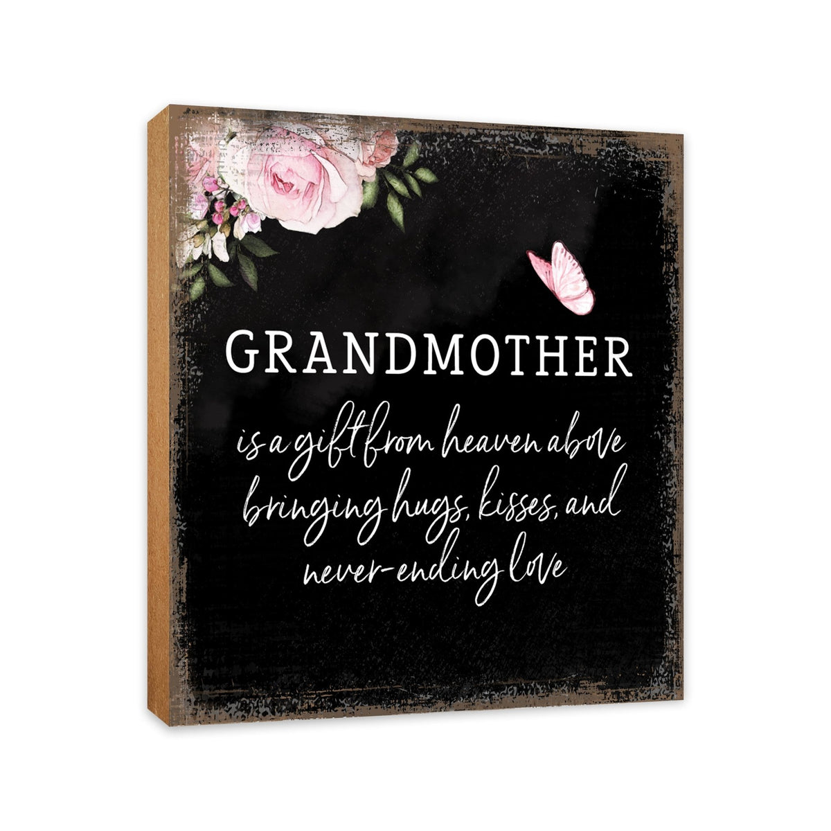 Grandmother Is A Gift Floral 6x6 Inches Wood Family Art Sign Tabletop and Shelving For Home Décor - LifeSong Milestones