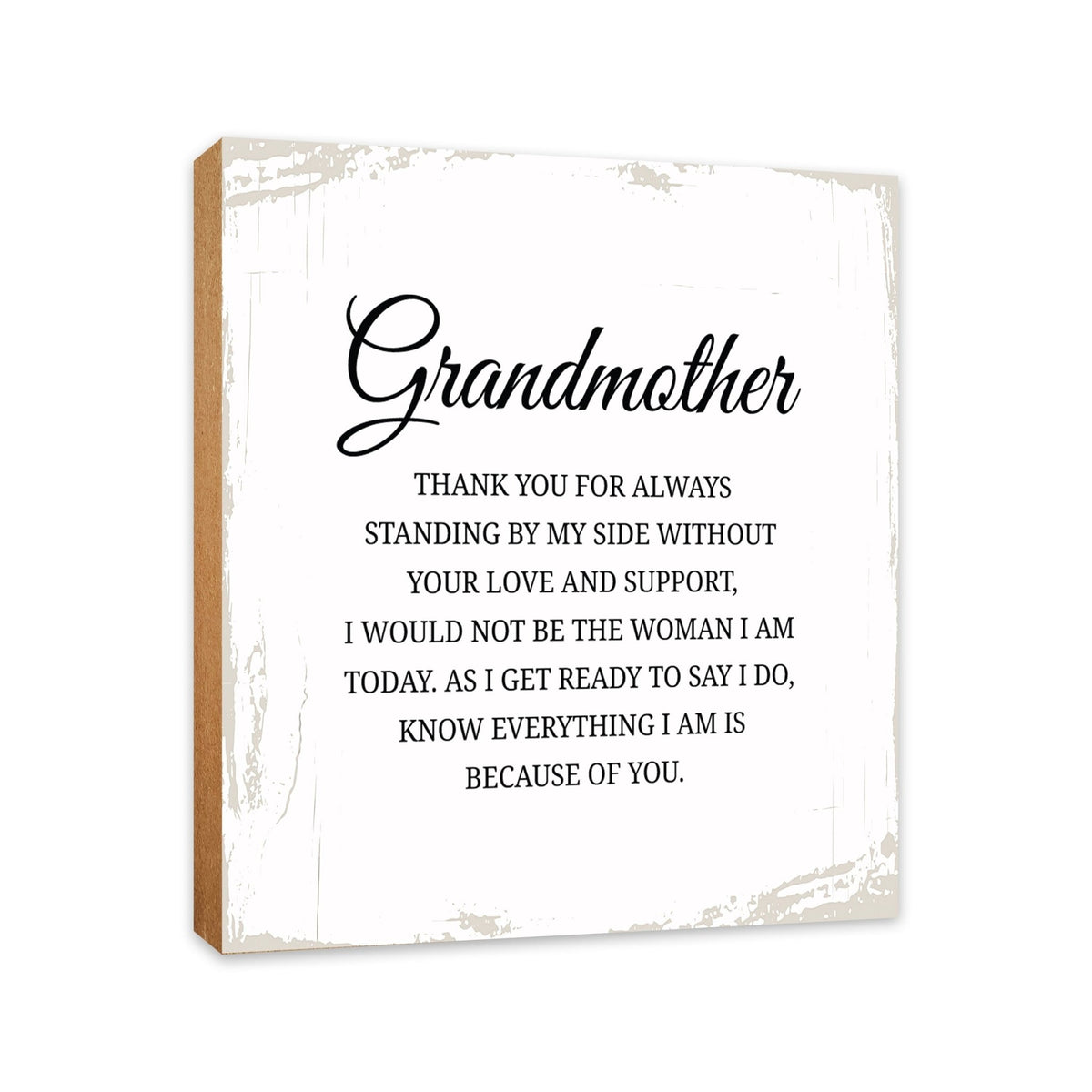Grandmother Thank You Floral 6x6 Inches Wood Family Art Sign Tabletop and Shelving For Home Décor - LifeSong Milestones