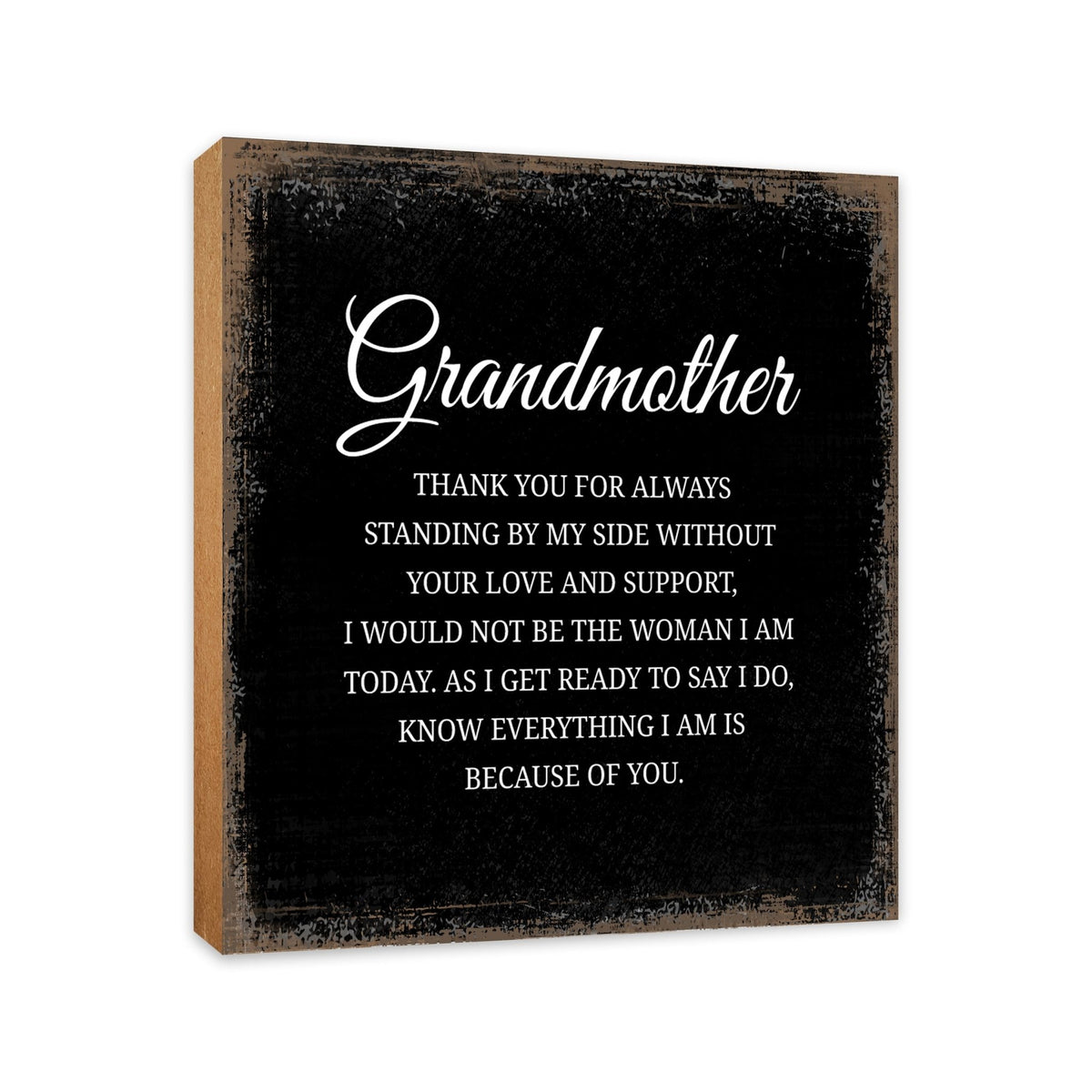 Grandmother Thank You Floral 6x6 Inches Wood Family Art Sign Tabletop and Shelving For Home Décor - LifeSong Milestones