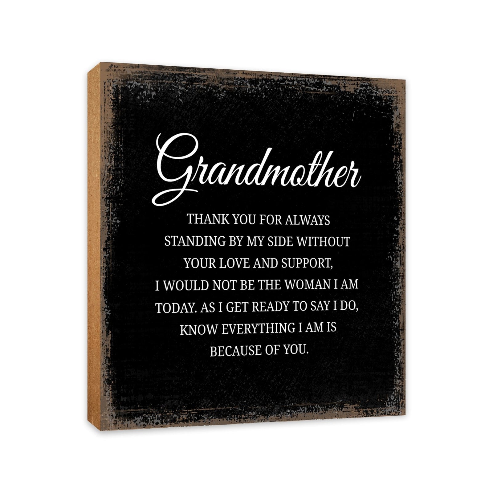 Grandmother Thank You Floral 6x6 Inches Wood Family Art Sign Tabletop and Shelving For Home Décor - LifeSong Milestones