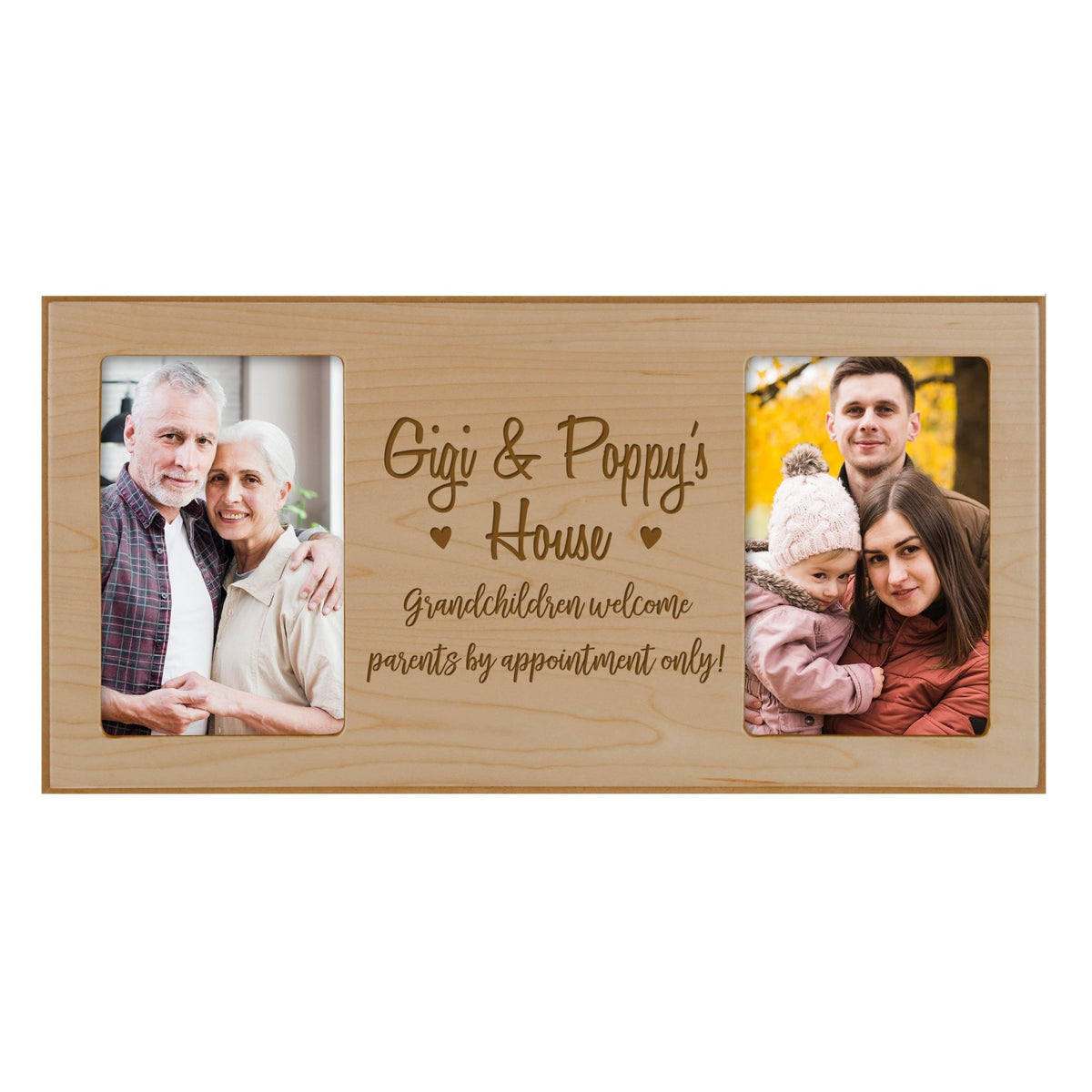 Grandparent Maple Double 4”x6” Photo Frame - Welcome - LifeSong Milestones