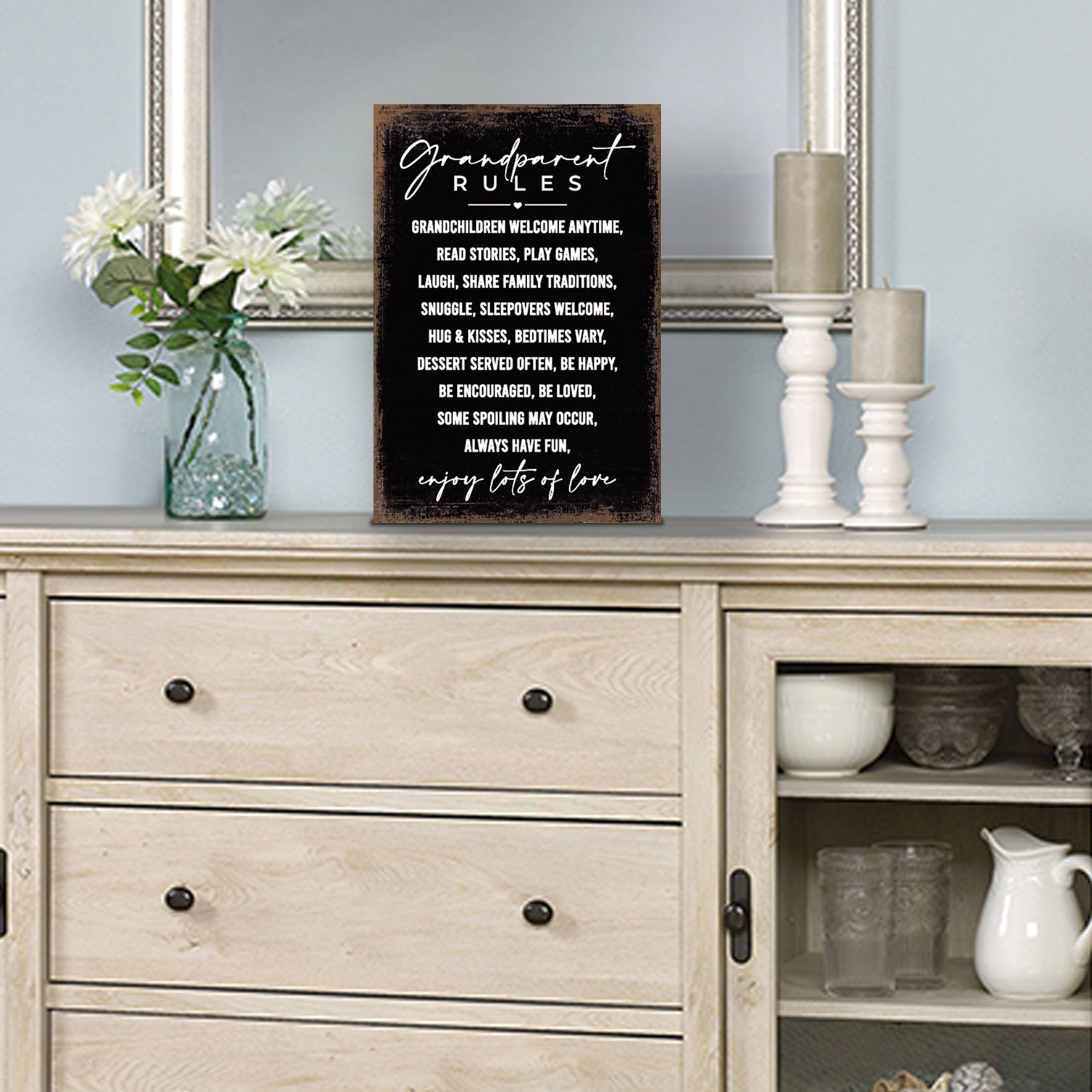 Grandparent Rules Vintage-Inspired Wooden Kitchen Shelf Décor For Housewarming Gift Ideas - LifeSong Milestones