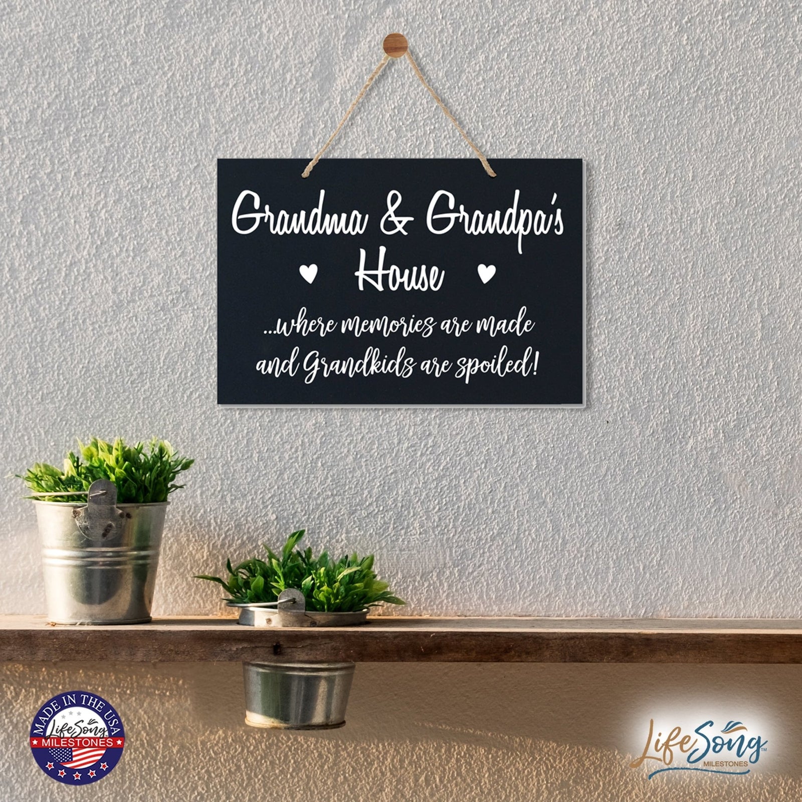 Grandparent Wall Hanging Sign Gift - Grandkids Spoiled - LifeSong Milestones