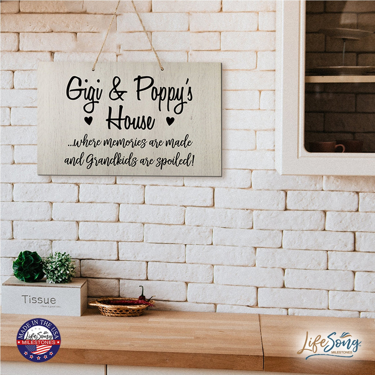 Grandparent Wall Hanging Sign Gift - Grandkids Spoiled - LifeSong Milestones