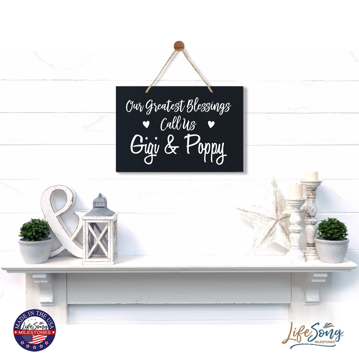 Grandparent Wall Hanging Sign Gift - Greatest Blessings - LifeSong Milestones