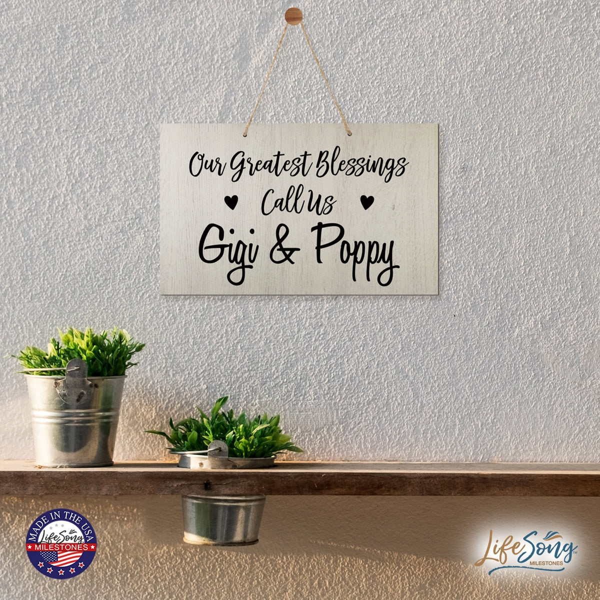 Grandparent Wall Hanging Sign Gift - Greatest Blessings - LifeSong Milestones