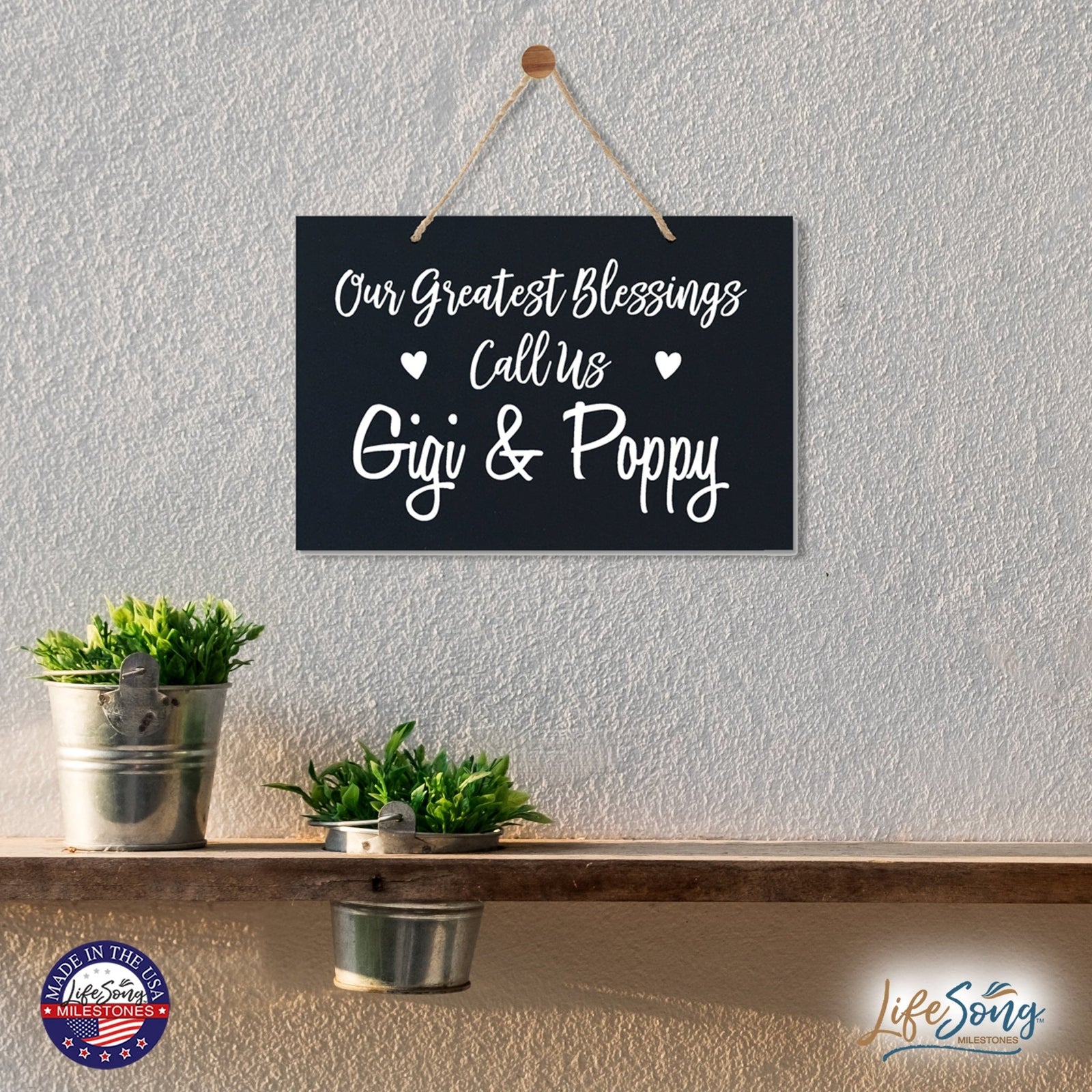 Grandparent Wall Hanging Sign Gift - Greatest Blessings - LifeSong Milestones