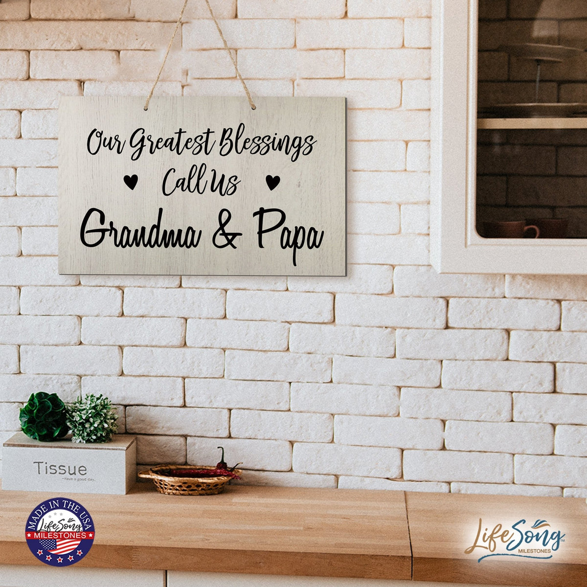 Grandparent Wall Hanging Sign Gift - Greatest Blessings - LifeSong Milestones