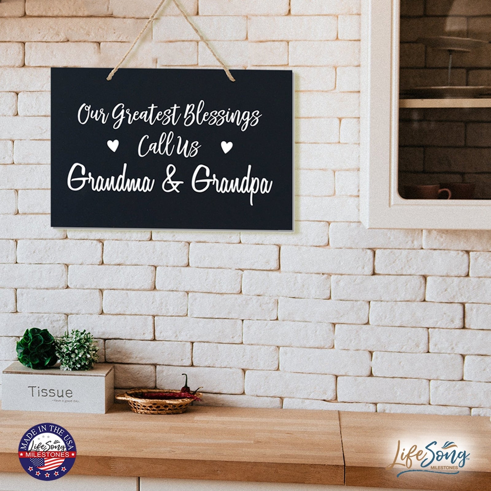 Grandparent Wall Hanging Sign Gift - Greatest Blessings - LifeSong Milestones
