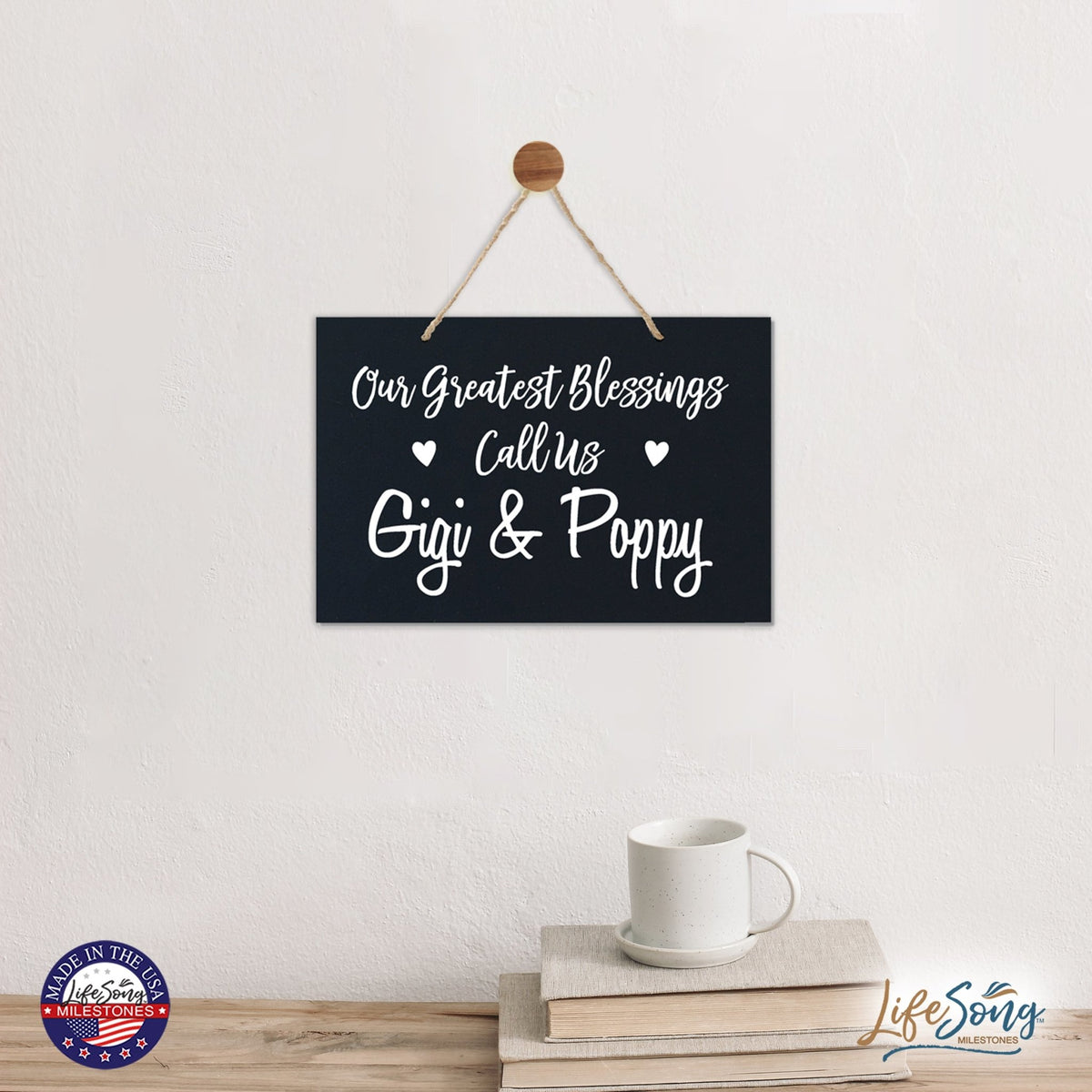 Grandparent Wall Hanging Sign Gift - Greatest Blessings - LifeSong Milestones