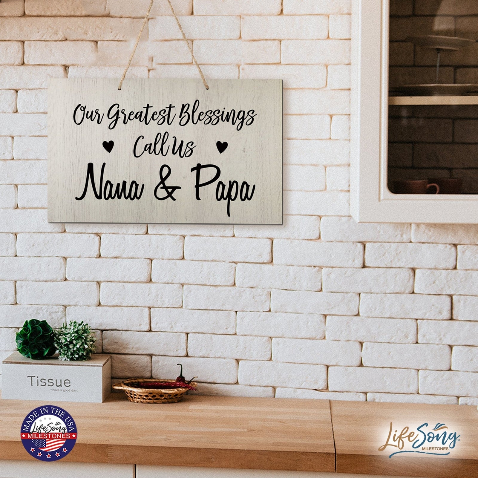Grandparent Wall Hanging Sign Gift - Greatest Blessings - LifeSong Milestones