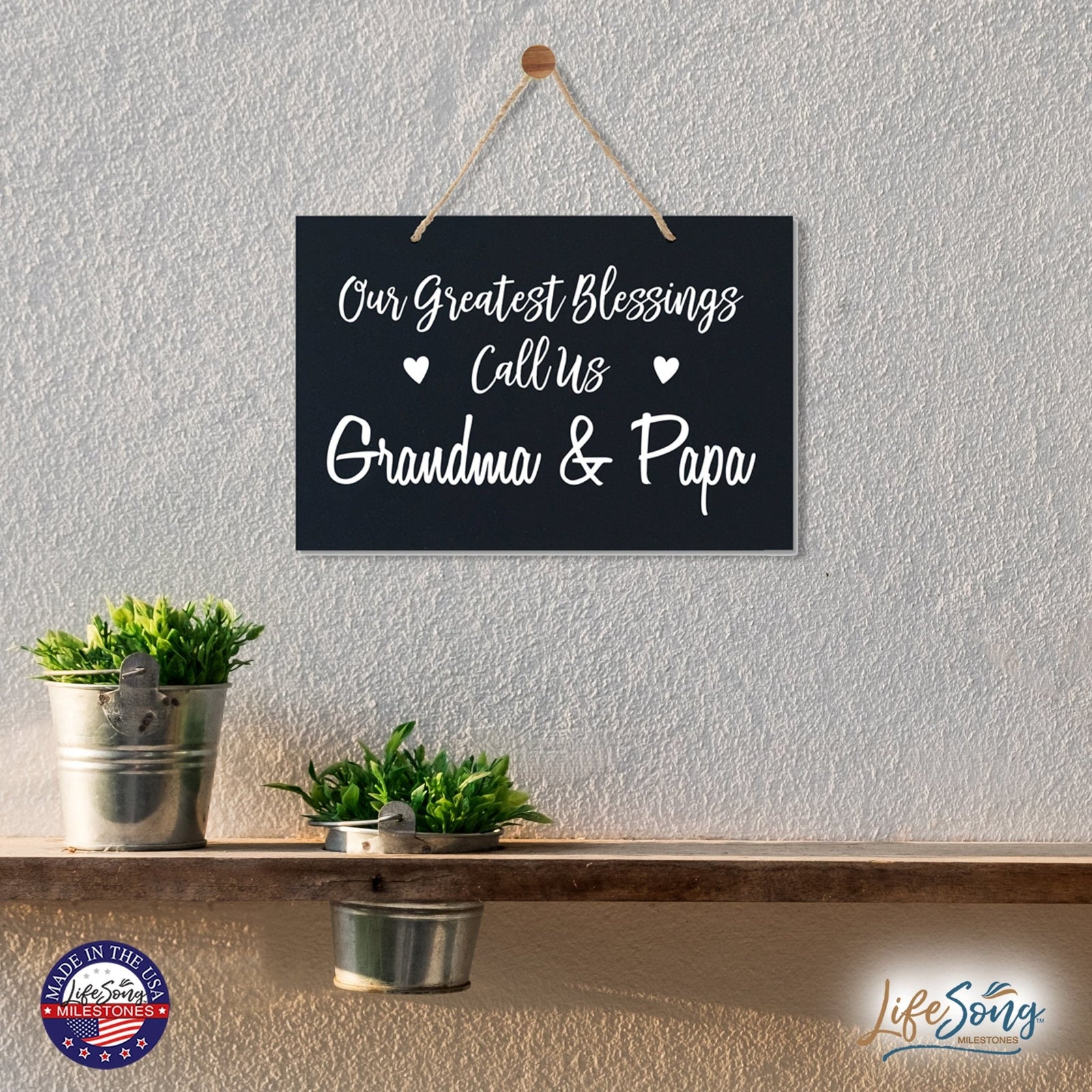 Grandparent Wall Hanging Sign Gift - Greatest Blessings - LifeSong Milestones