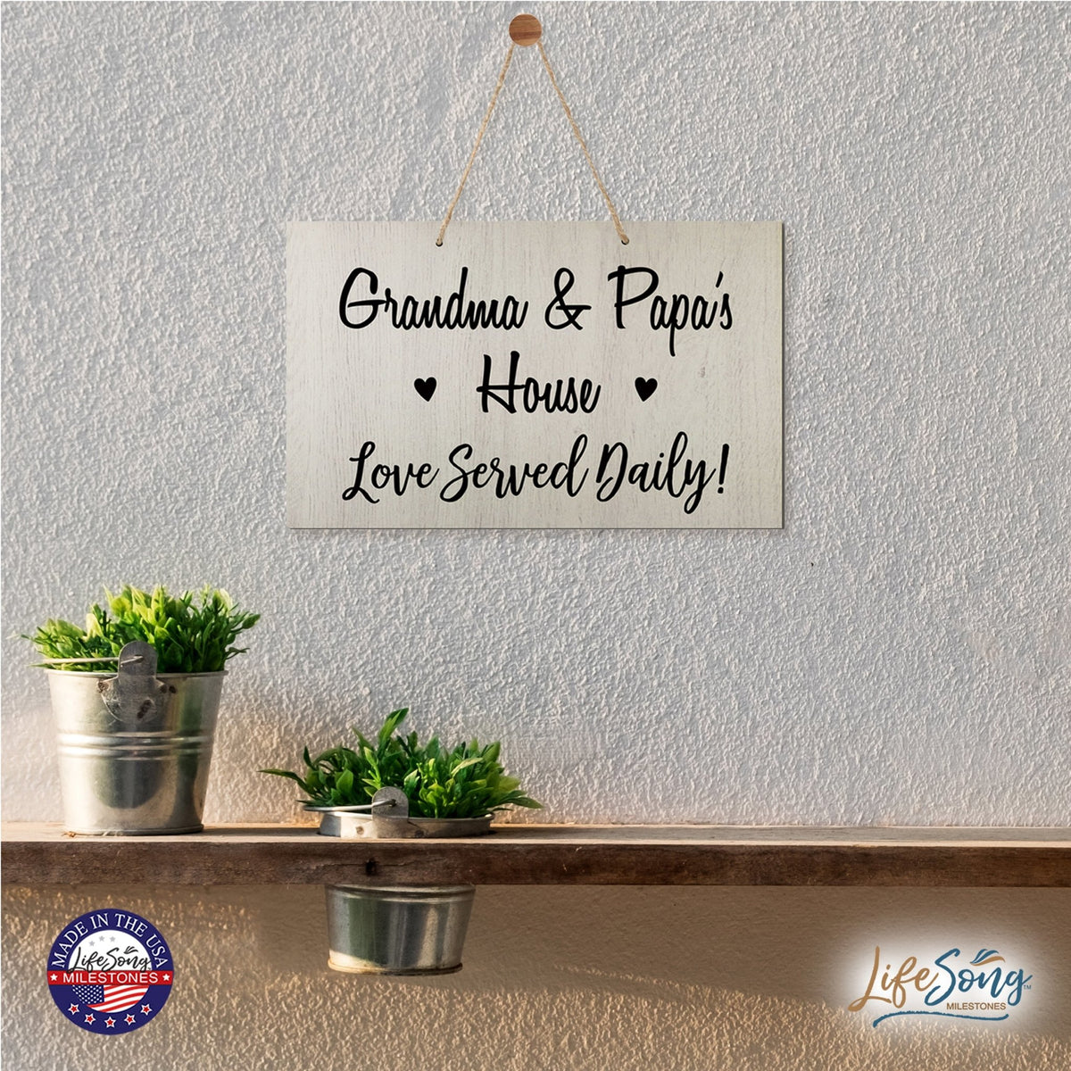 Grandparent Wall Hanging Sign Gift - Love Served Daily - LifeSong Milestones