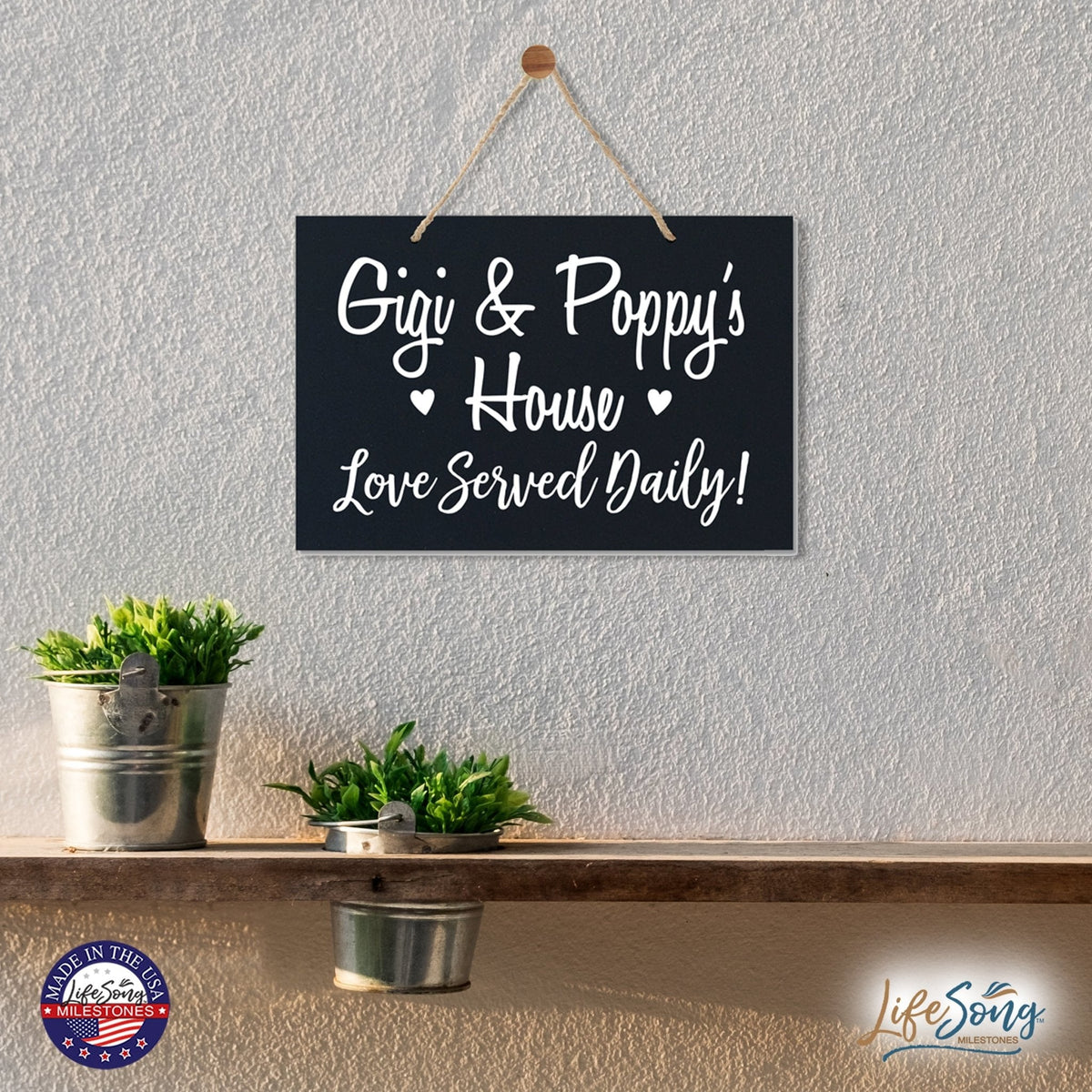 Grandparent Wall Hanging Sign Gift - Love Served Daily - LifeSong Milestones