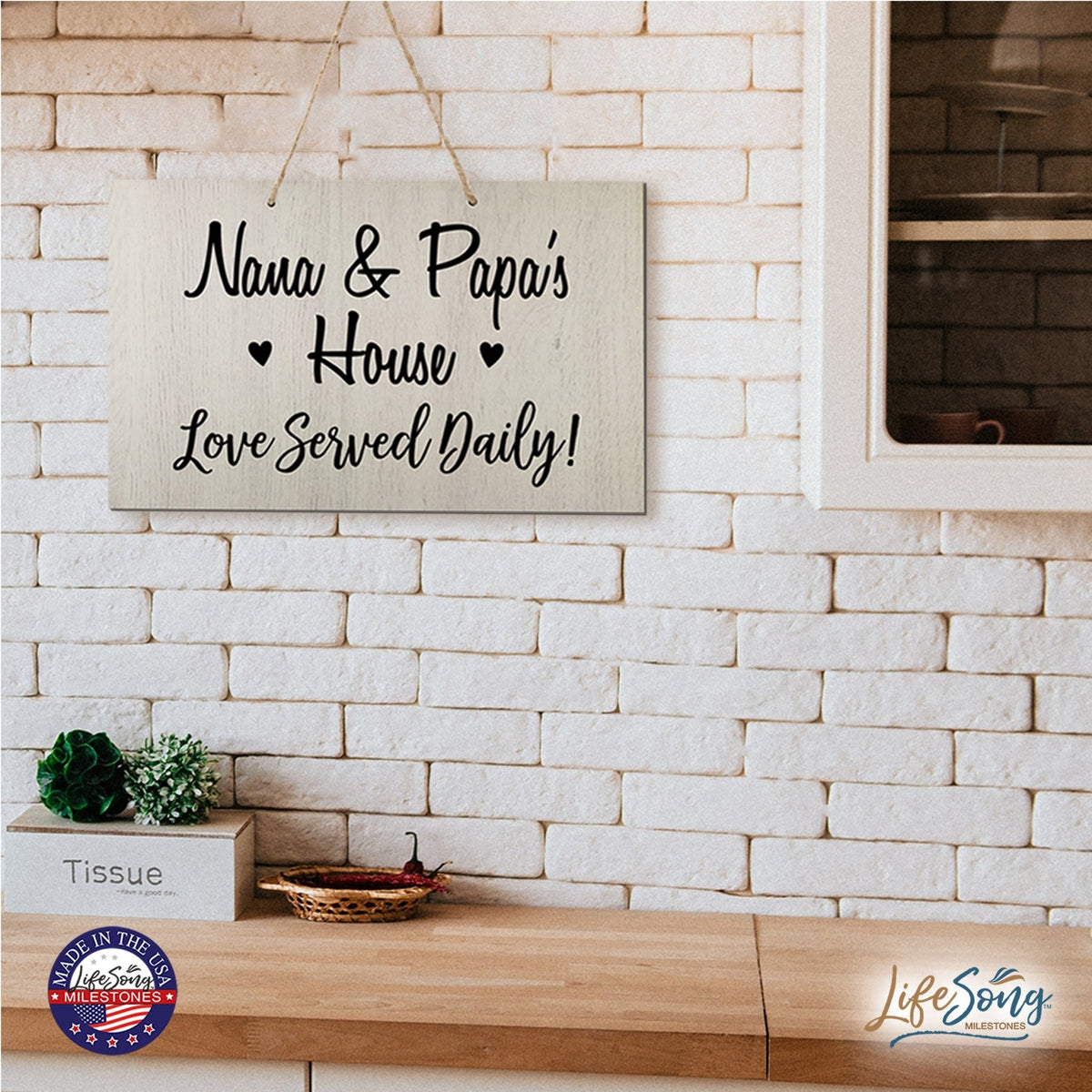 Grandparent Wall Hanging Sign Gift - Love Served Daily - LifeSong Milestones