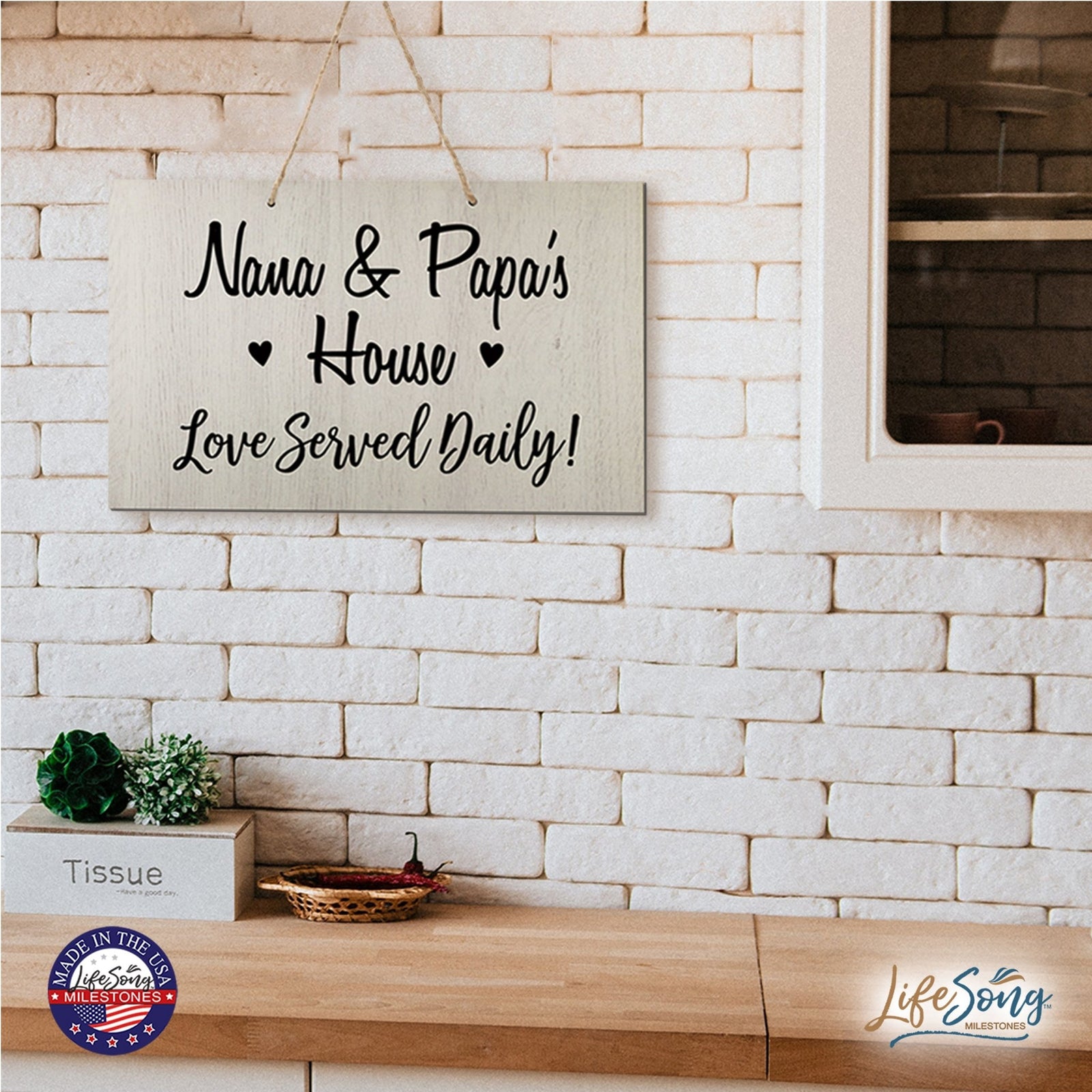 Grandparent Wall Hanging Sign Gift - Love Served Daily - LifeSong Milestones