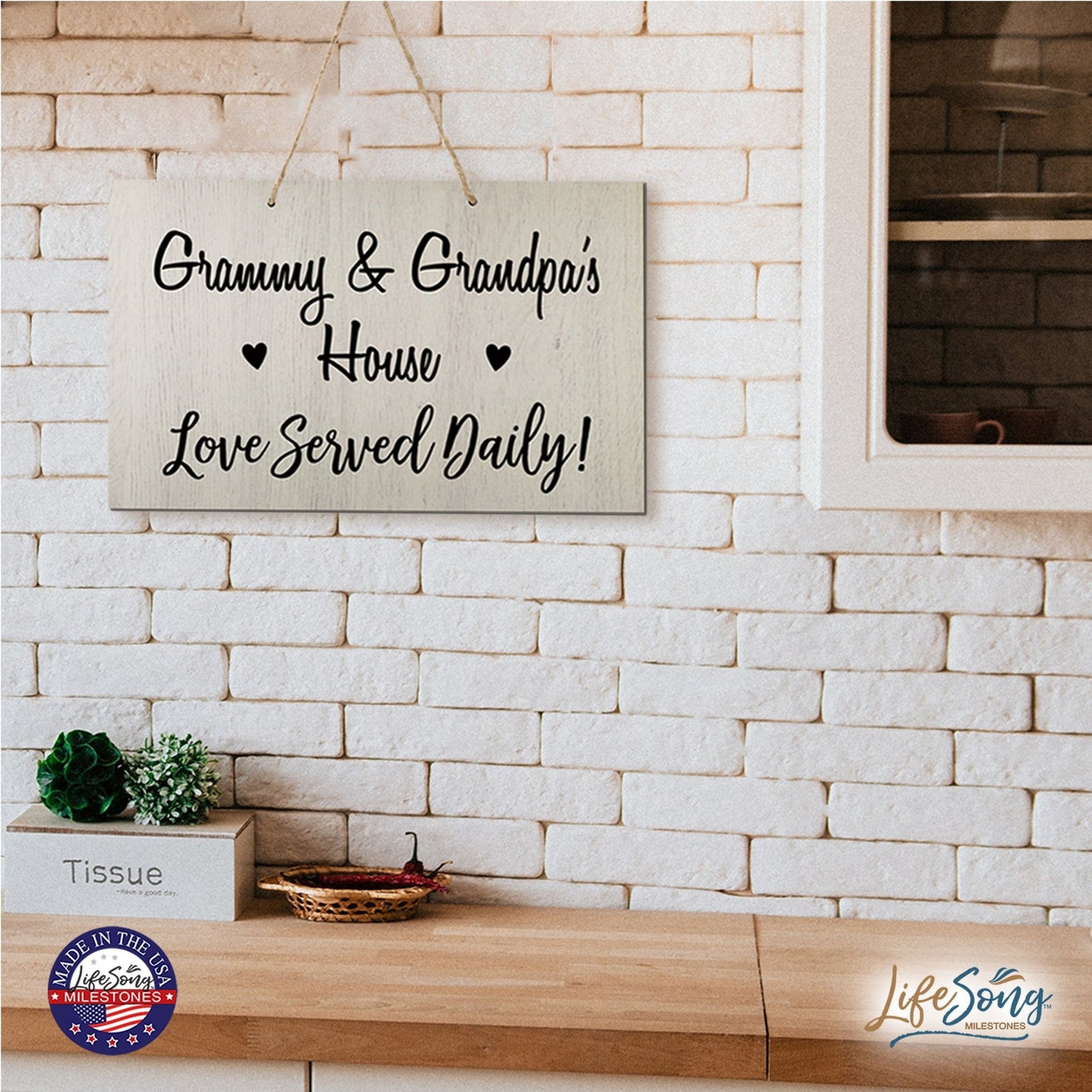 Grandparent Wall Hanging Sign Gift - Love Served Daily - LifeSong Milestones