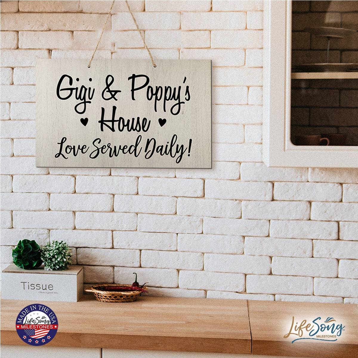 Grandparent Wall Hanging Sign Gift - Love Served Daily - LifeSong Milestones